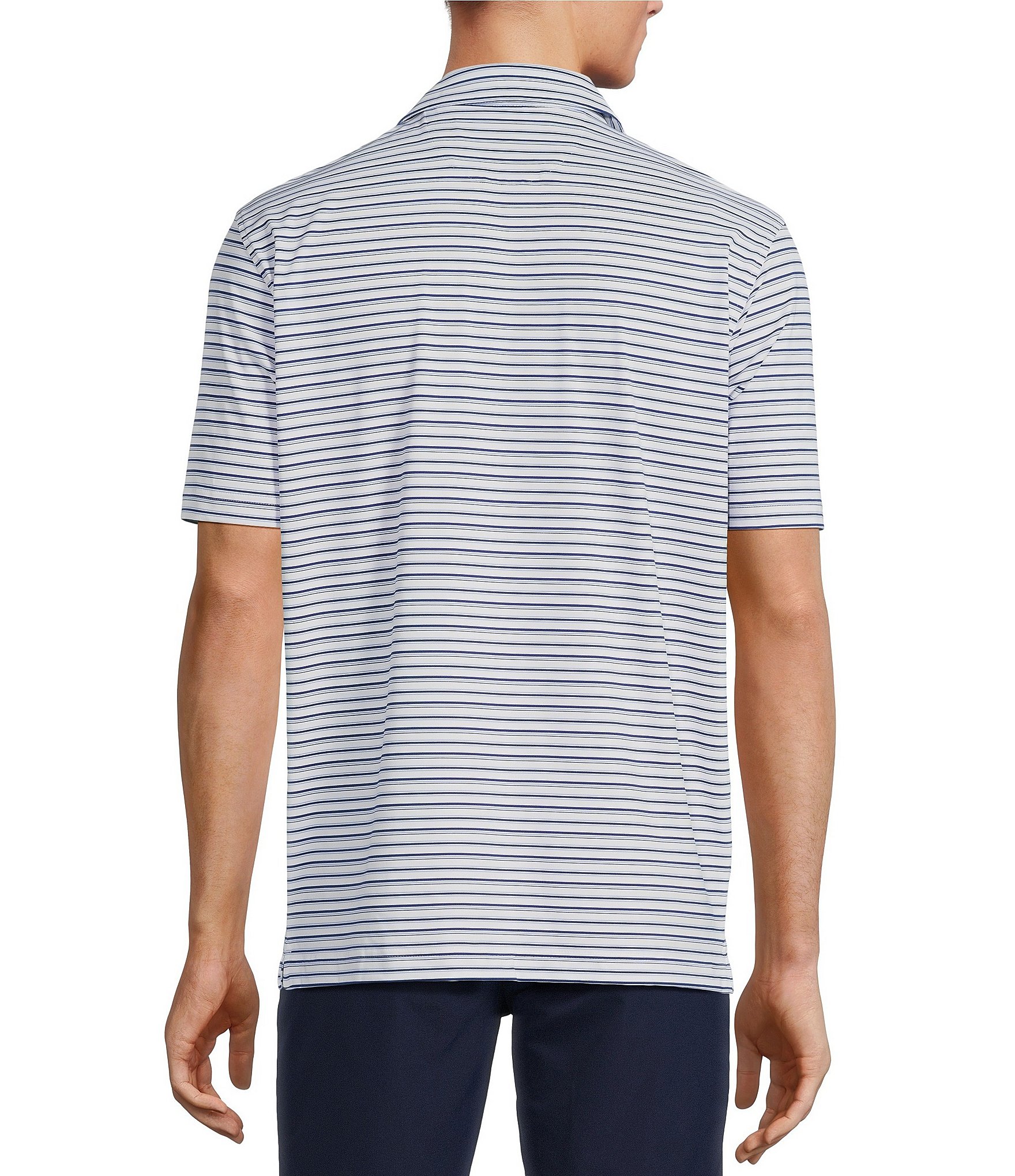 Hart Schaffner Marx Luxury Performance Short Sleeve Multi Stripe Polo Shirt