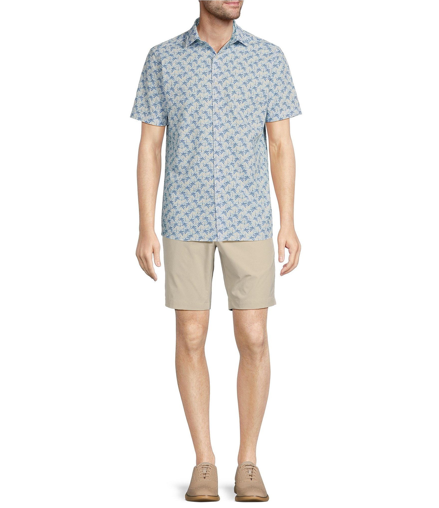 Hart Schaffner Marx Luxury Performance Short Sleeve Palm Printed Sportshirt