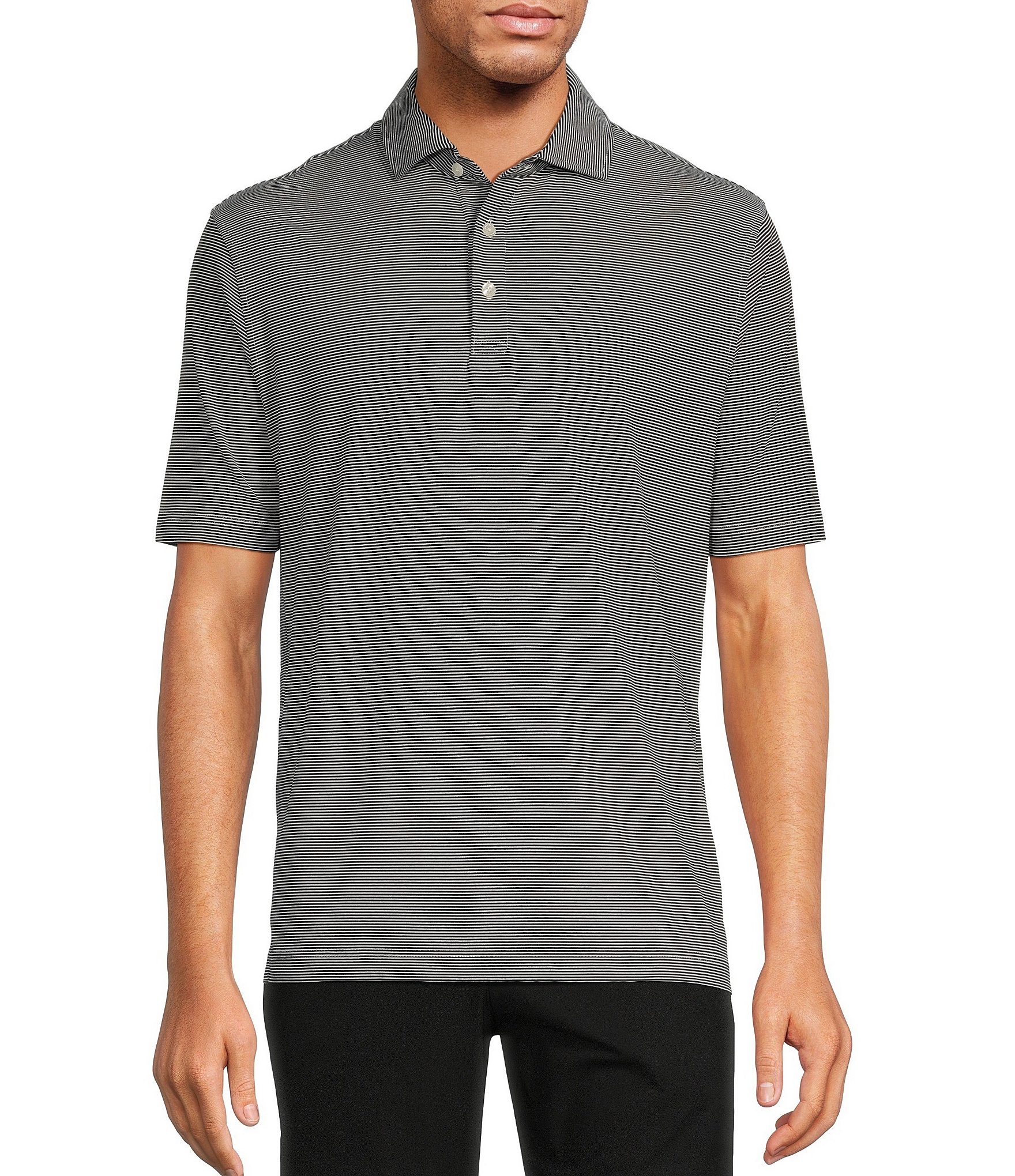 Hart Schaffner Marx Luxury Performance Short Sleeve Stripe Knit Polo Shirt