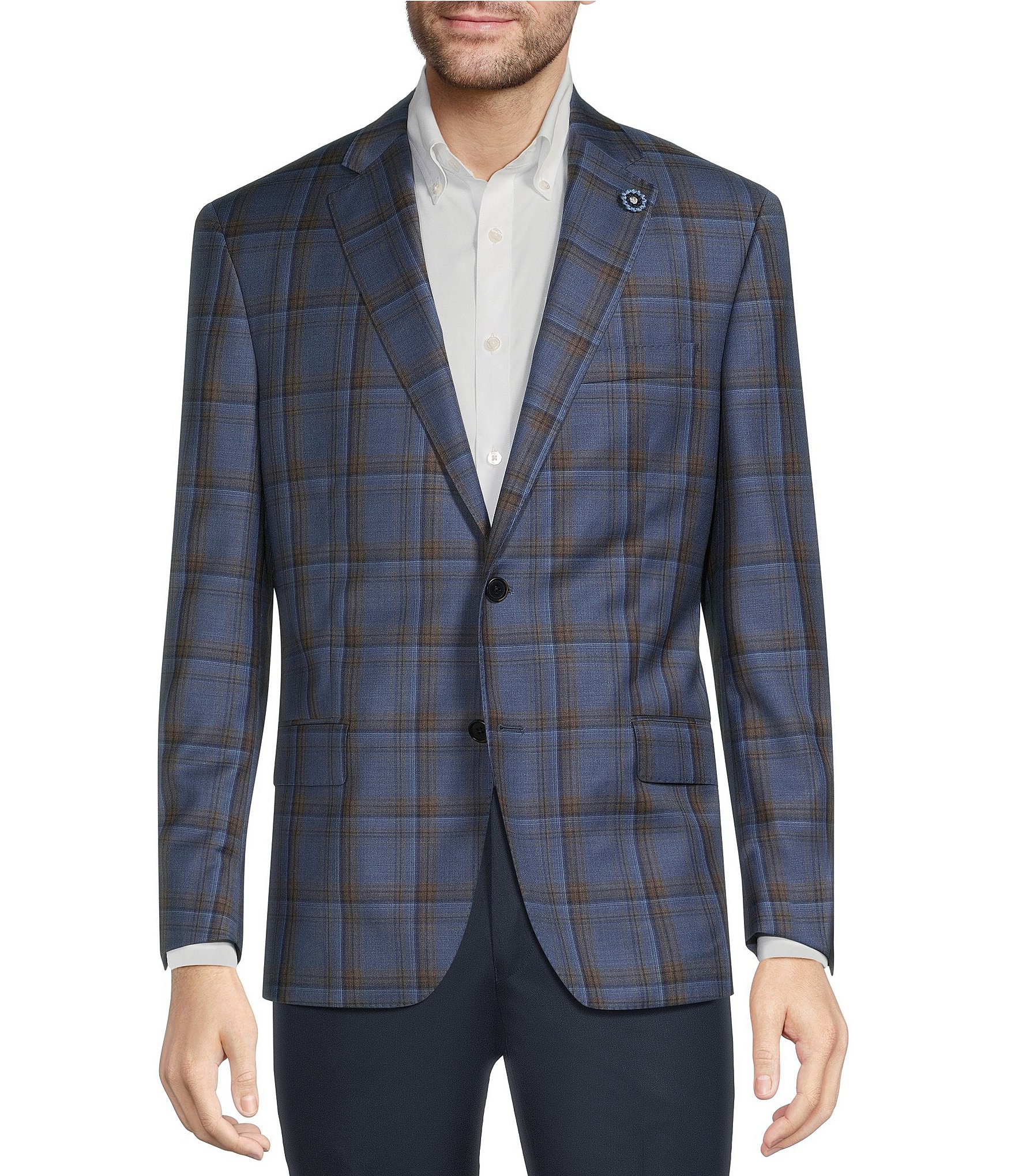 Hart Schaffner Marx New York Fit Open Blue Plaid Pattern Sport Coat ...