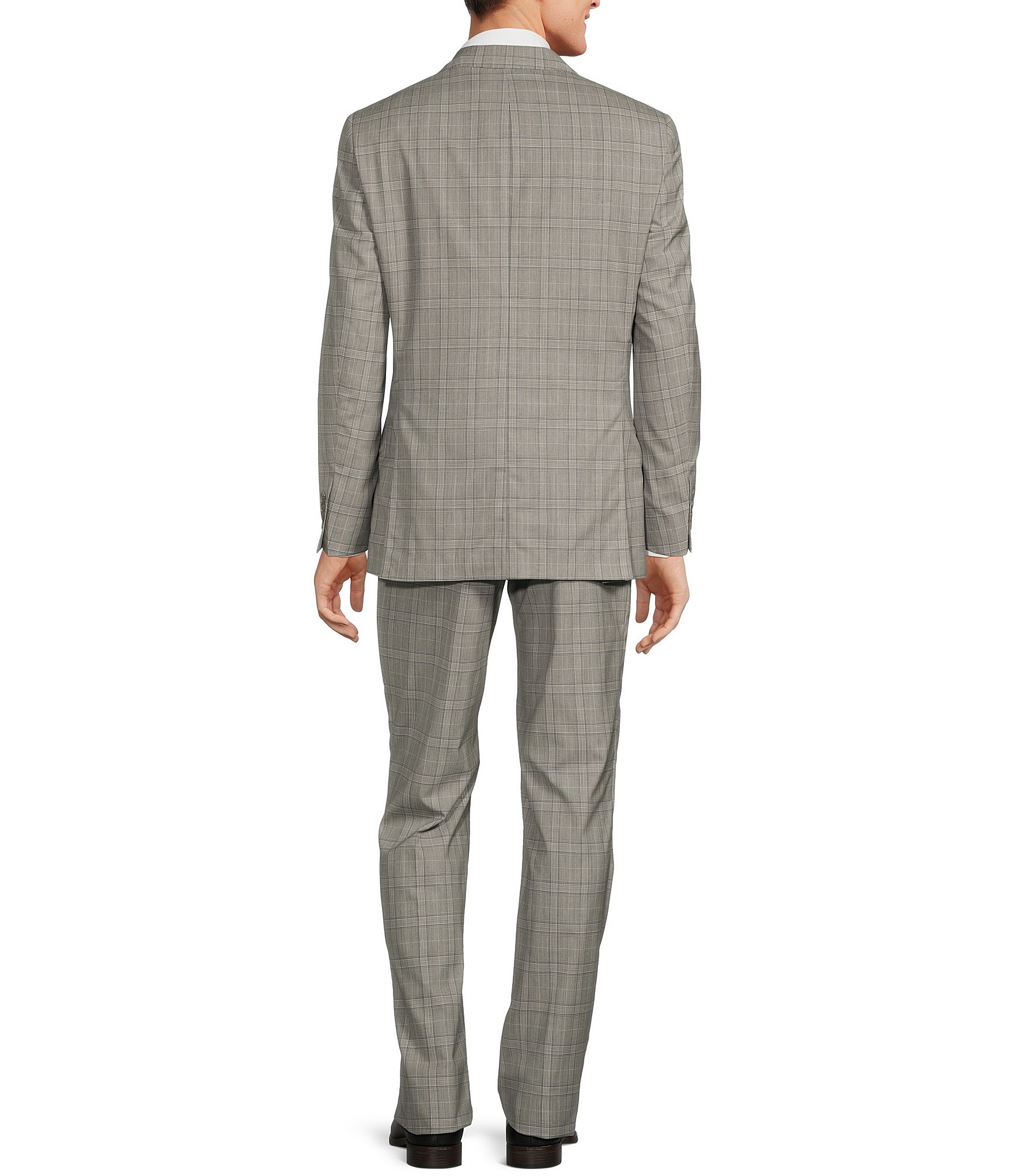 Hart Schaffner Marx New York Modern Fit Flat Front Plaid 2-Piece Suit