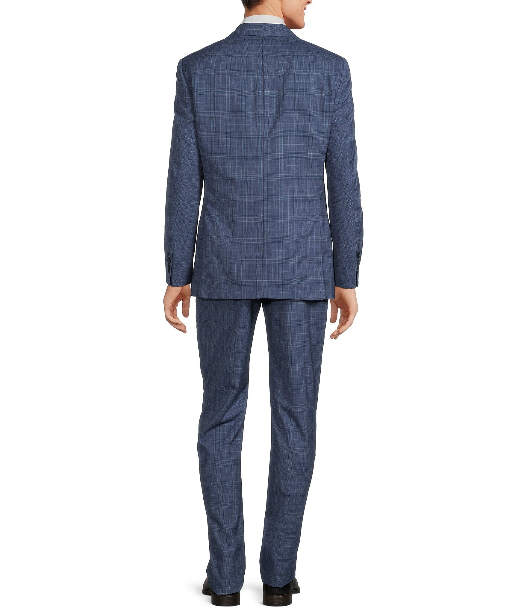 Hart Schaffner Marx New York Modern Fit Flat Front Plaid 2-Piece Suit