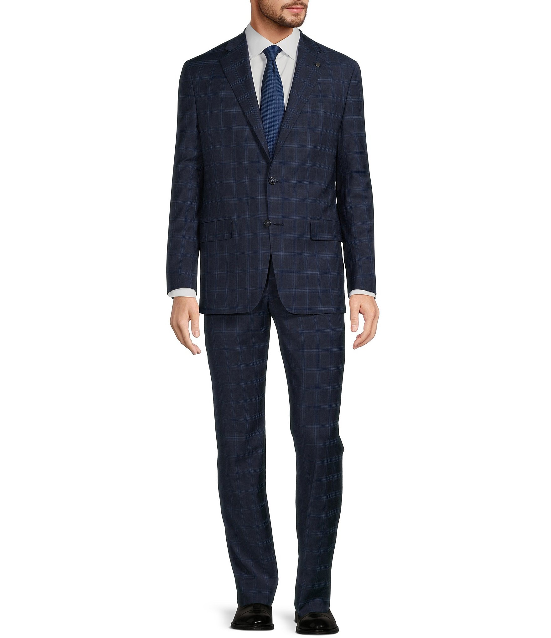 Hart Schaffner Marx New York Modern Fit Flat Front Plaid 2-Piece Suit ...