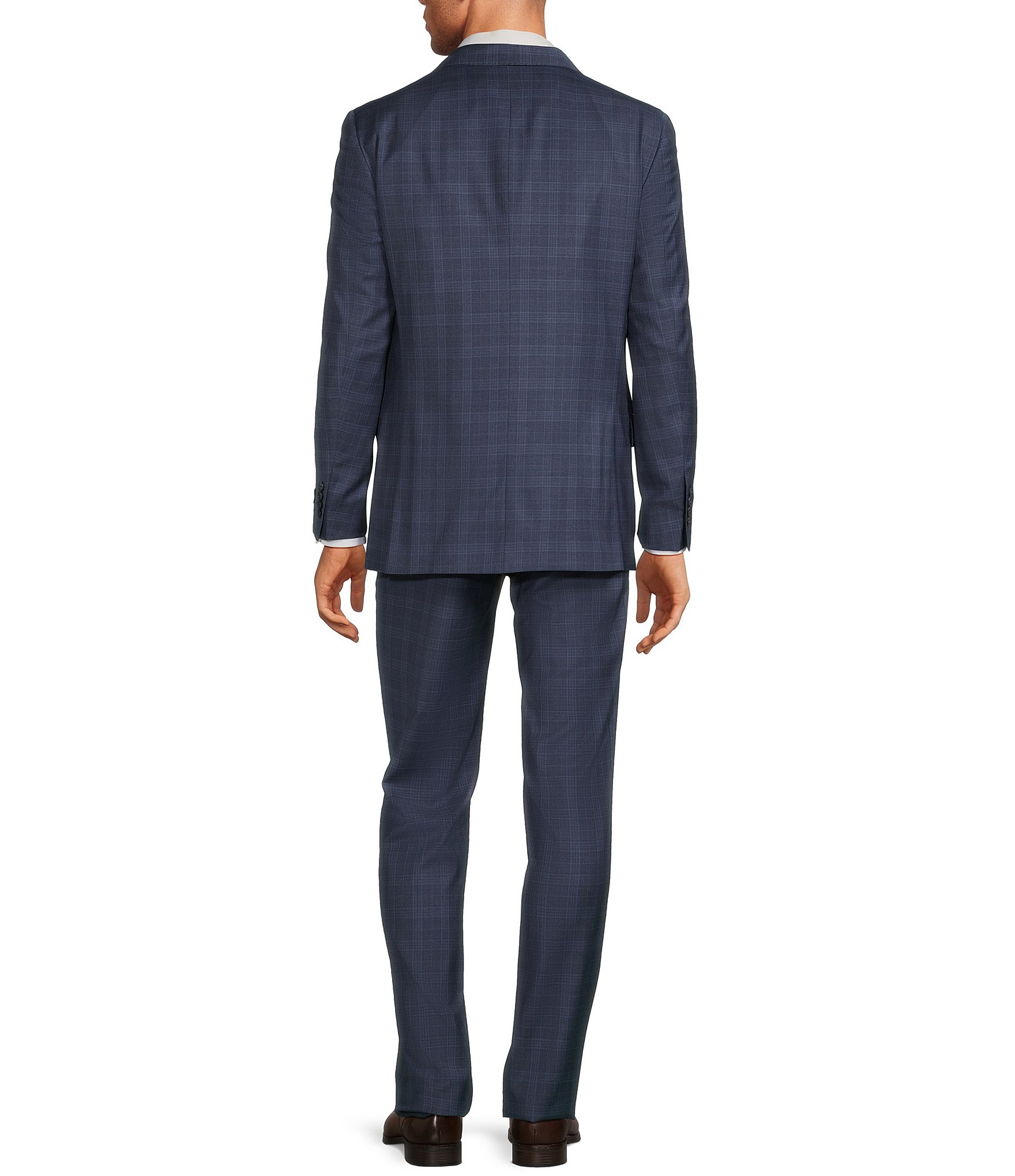 Hart Schaffner Marx New York Modern Fit Flat Front Straight Leg Plaid 2-Piece Suit