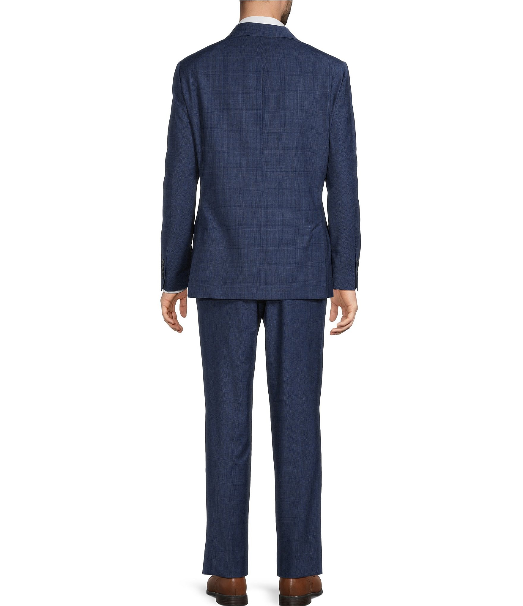 Hart Schaffner Marx New York Modern Fit Flat Front Plaid 2-Piece Suit