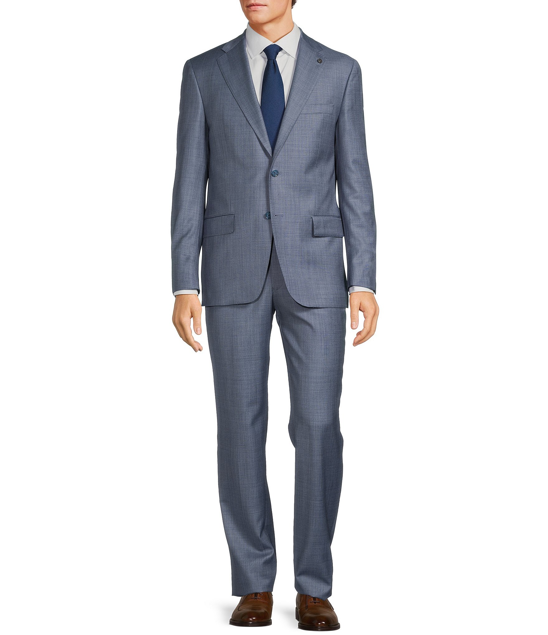 Hart Schaffner Marx New York Modern Fit Flat Front Sharkskin 2-Piece Suit