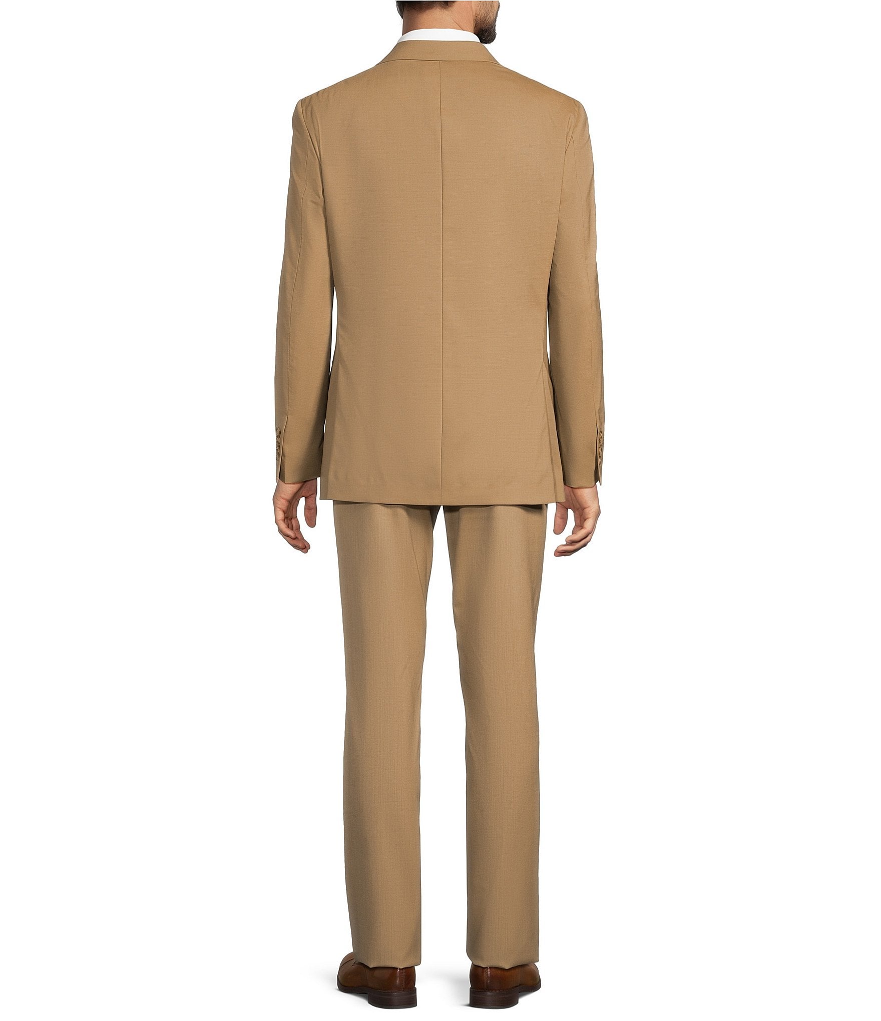 Hart Schaffner Marx New York Modern Fit Flat Front Solid Wool Blend 2-Piece Suit