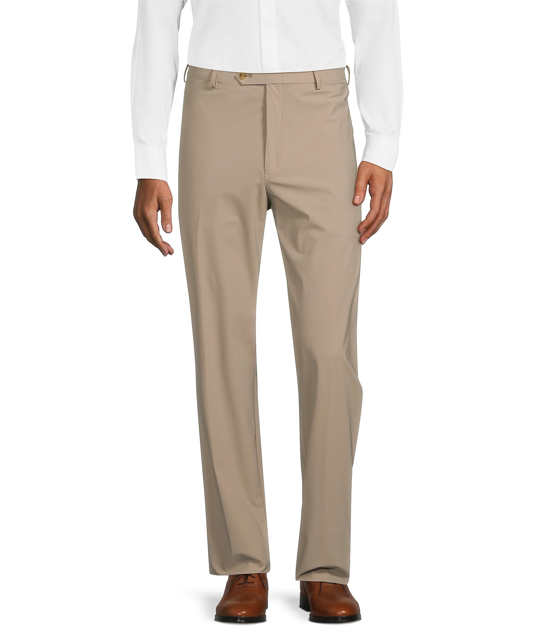 Hart Schaffner Marx New York Fit Straight Leg Flat Front Solid Dress Pants