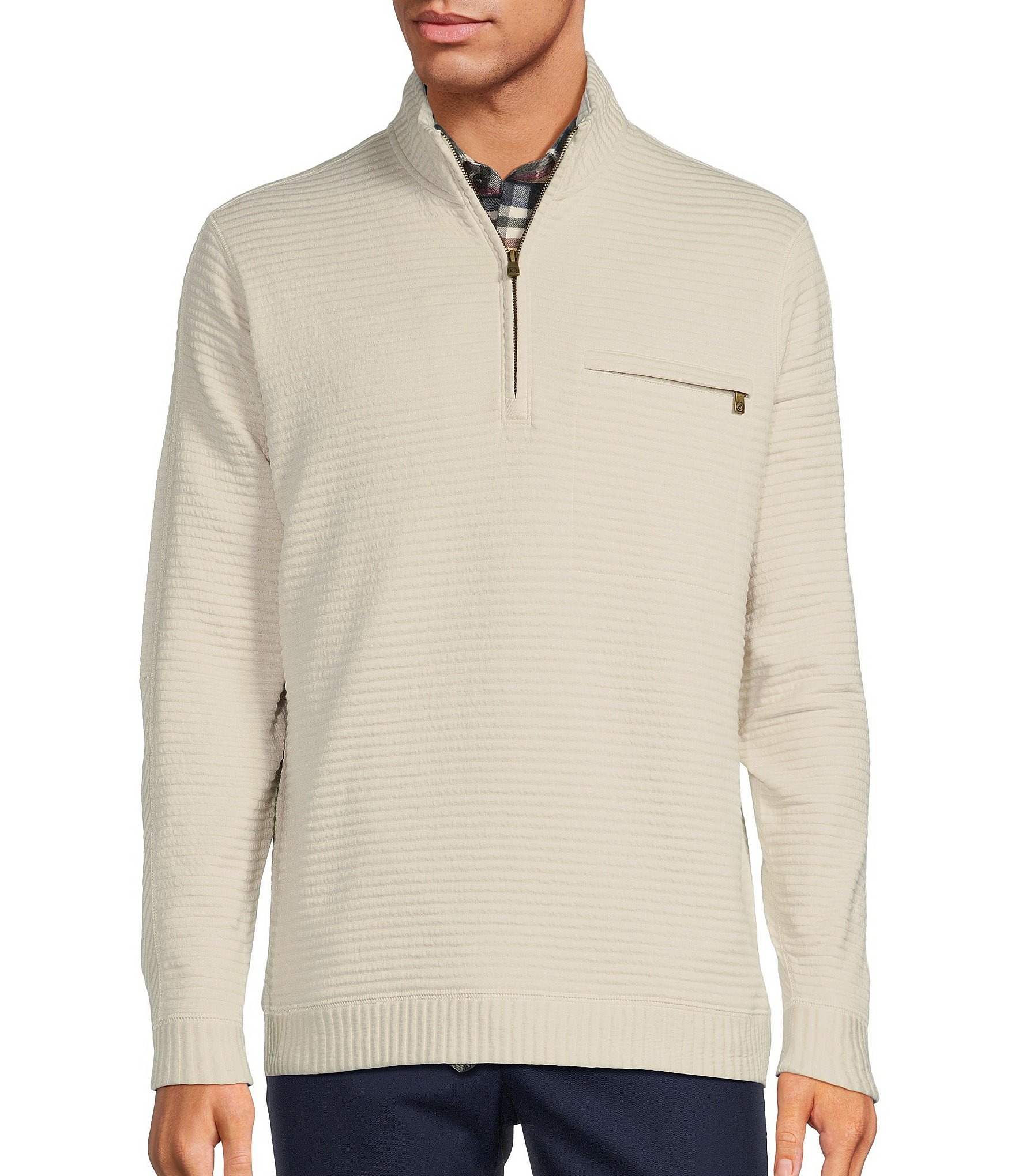 Cypress Men's Quarter-Zip Quilted Jacquard Pullover - QUIETI