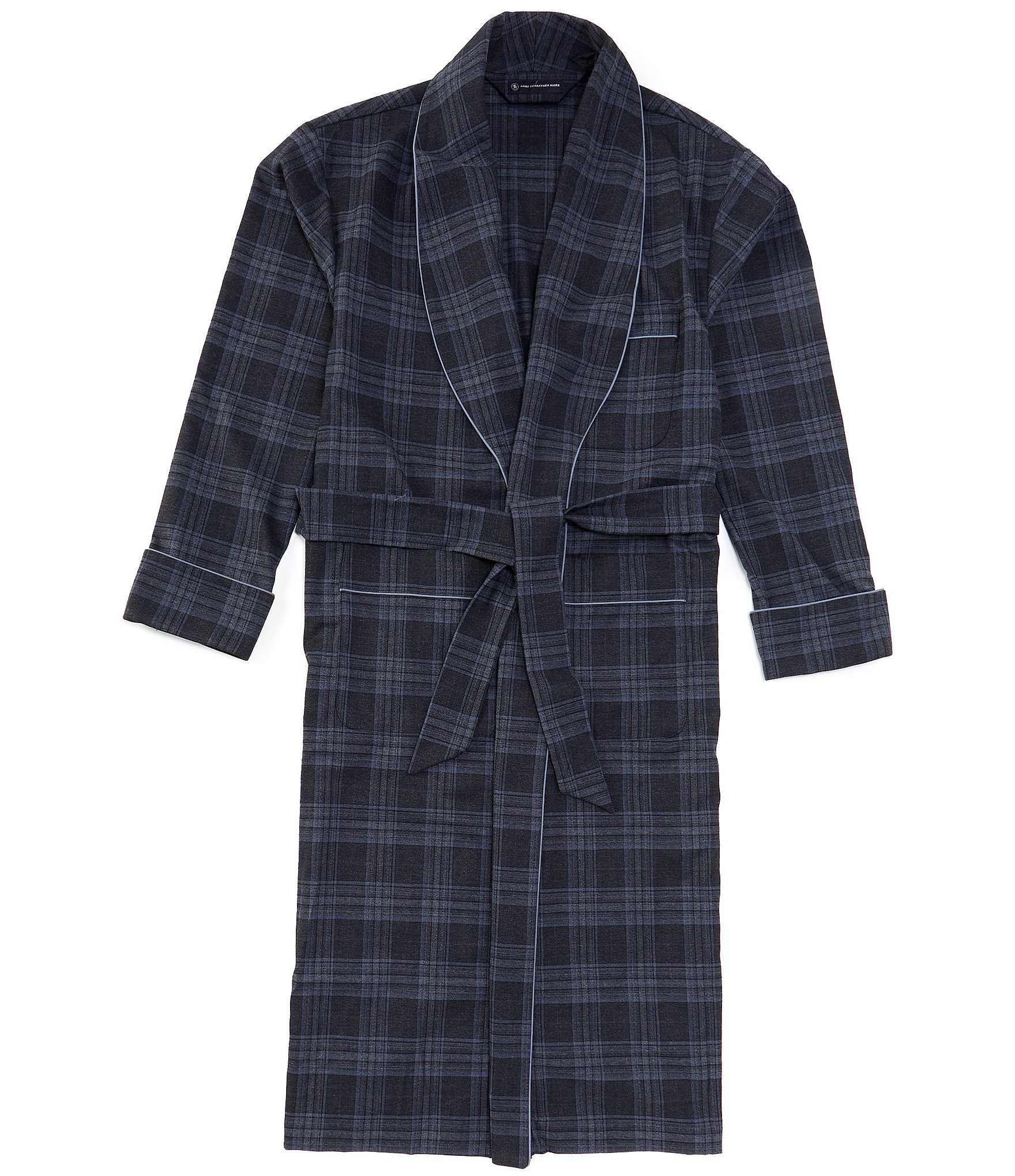 Hart Schaffner Marx Robe Long Sleeve Plaid Woven Robe