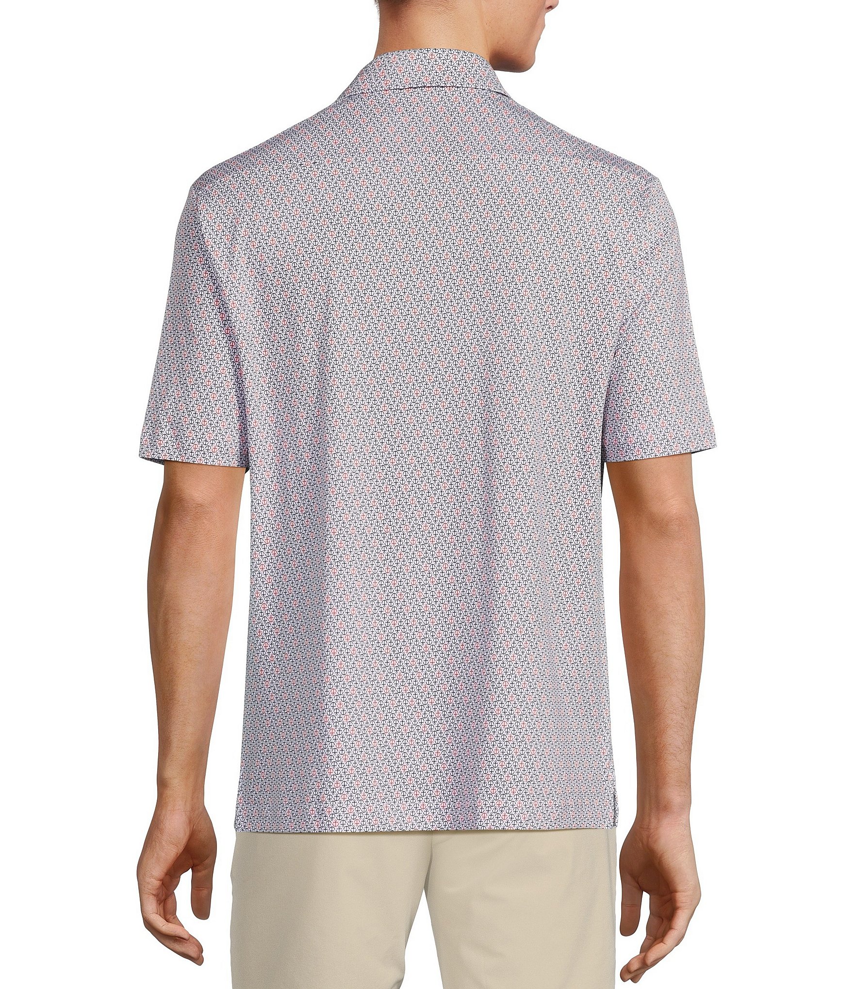 Hart Schaffner Marx Shoreline Collection Short Sleeve Anchor Geo HartSoft Coatfront Shirt