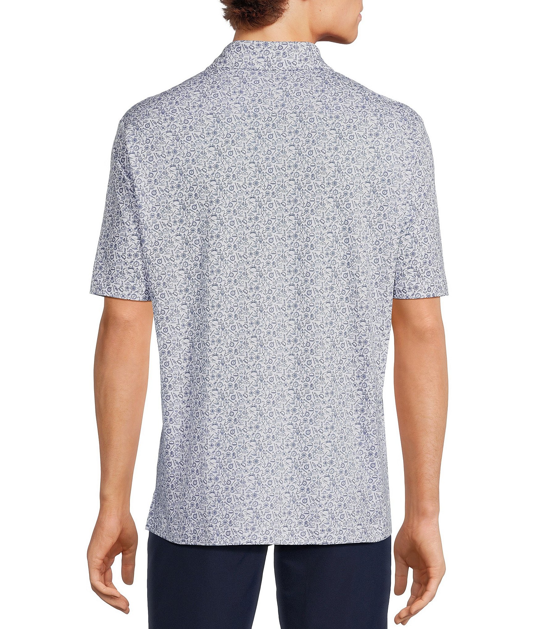 Hart Schaffner Marx Shoreline Collection Short Sleeve Printed HartSoft Knit Coatfront Shirt