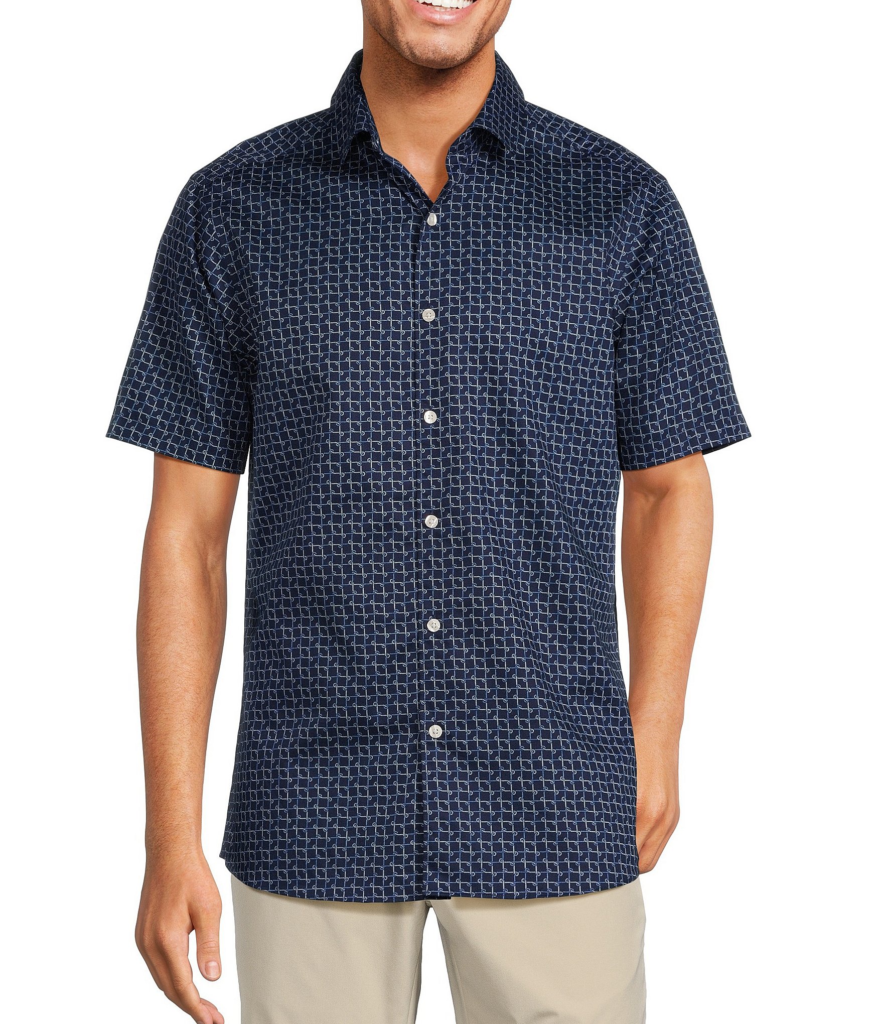 Hart Schaffner Marx Shoreline Collection Short Sleeve Spread Collar ...