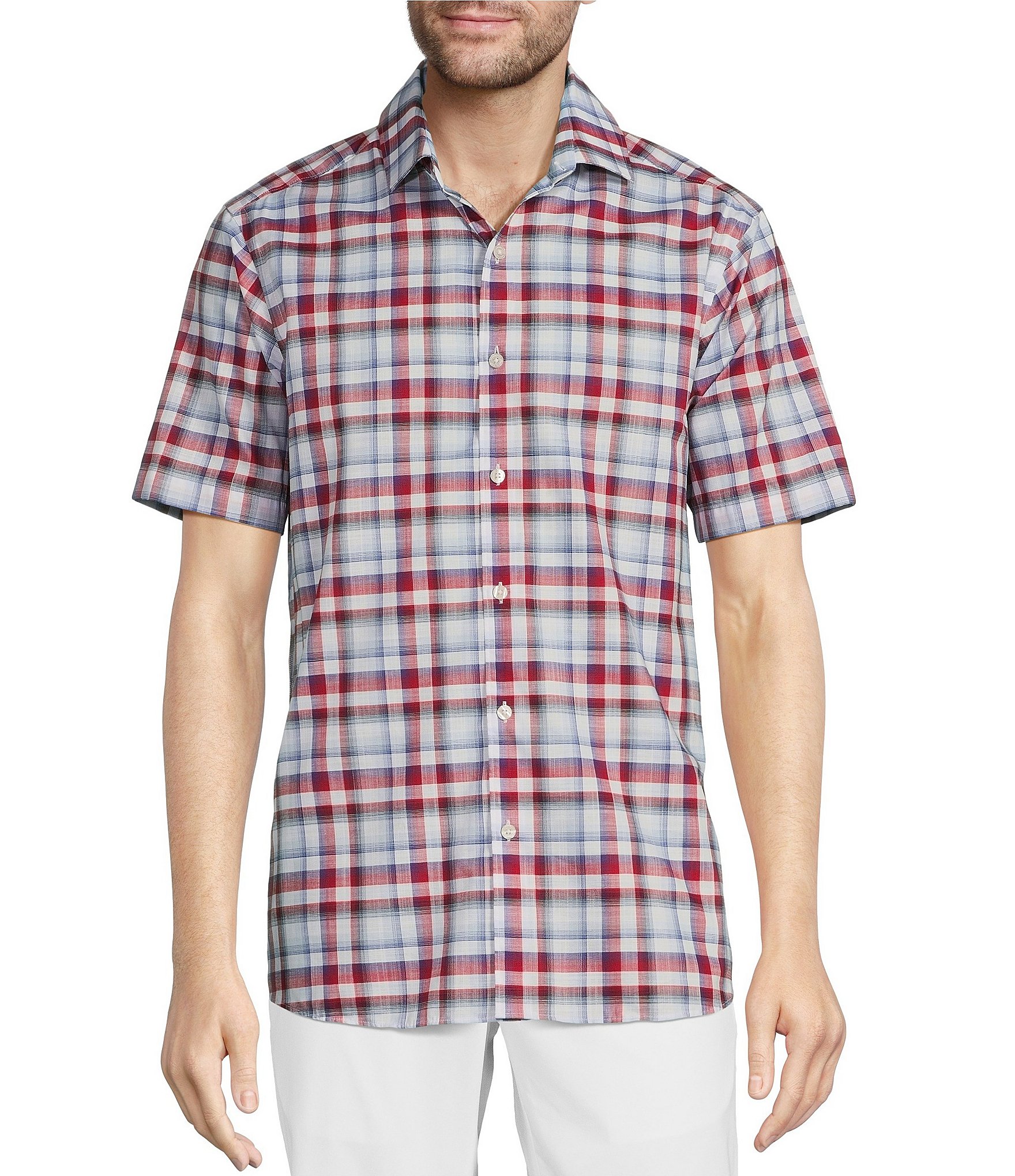 Hart Schaffner Marx Shoreline Collection Short Sleeves Spread Collar ...