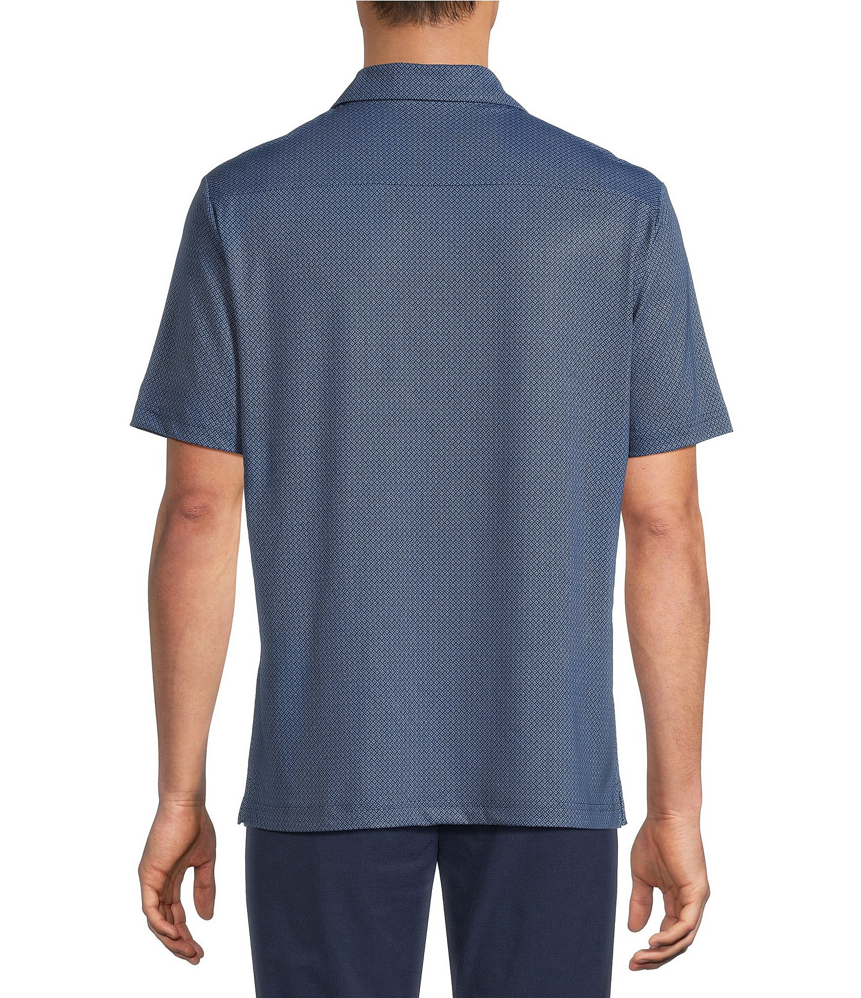 Hart Schaffner Marx Short Sleeve Luxury Performance Diamond Geo Coatfront Shirt