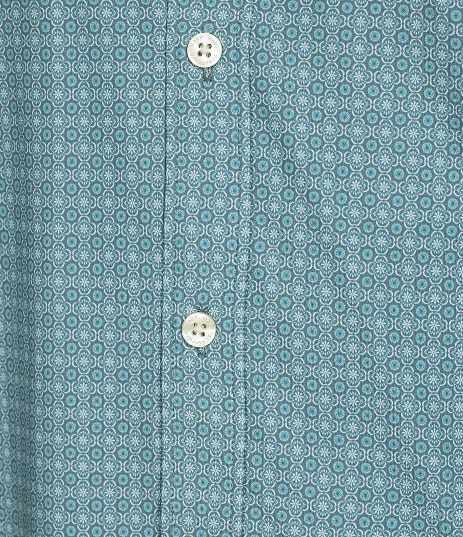 Hart Schaffner Marx Short Sleeve Luxury Performance Geo Print Button Front Shirt