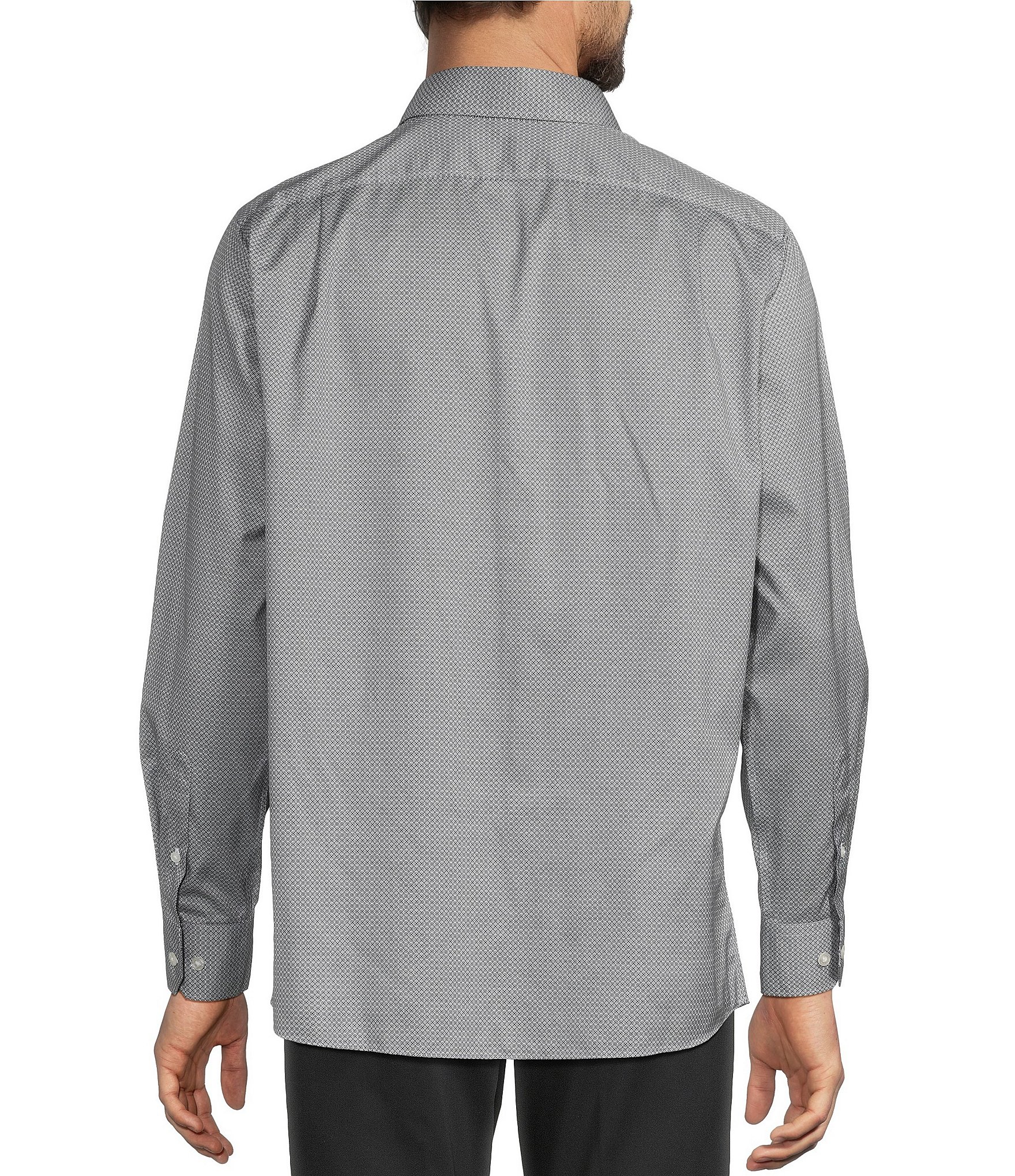 Hart Schaffner Marx State Street Essentials Long Sleeve Micro Geo Print Button Front Shirt