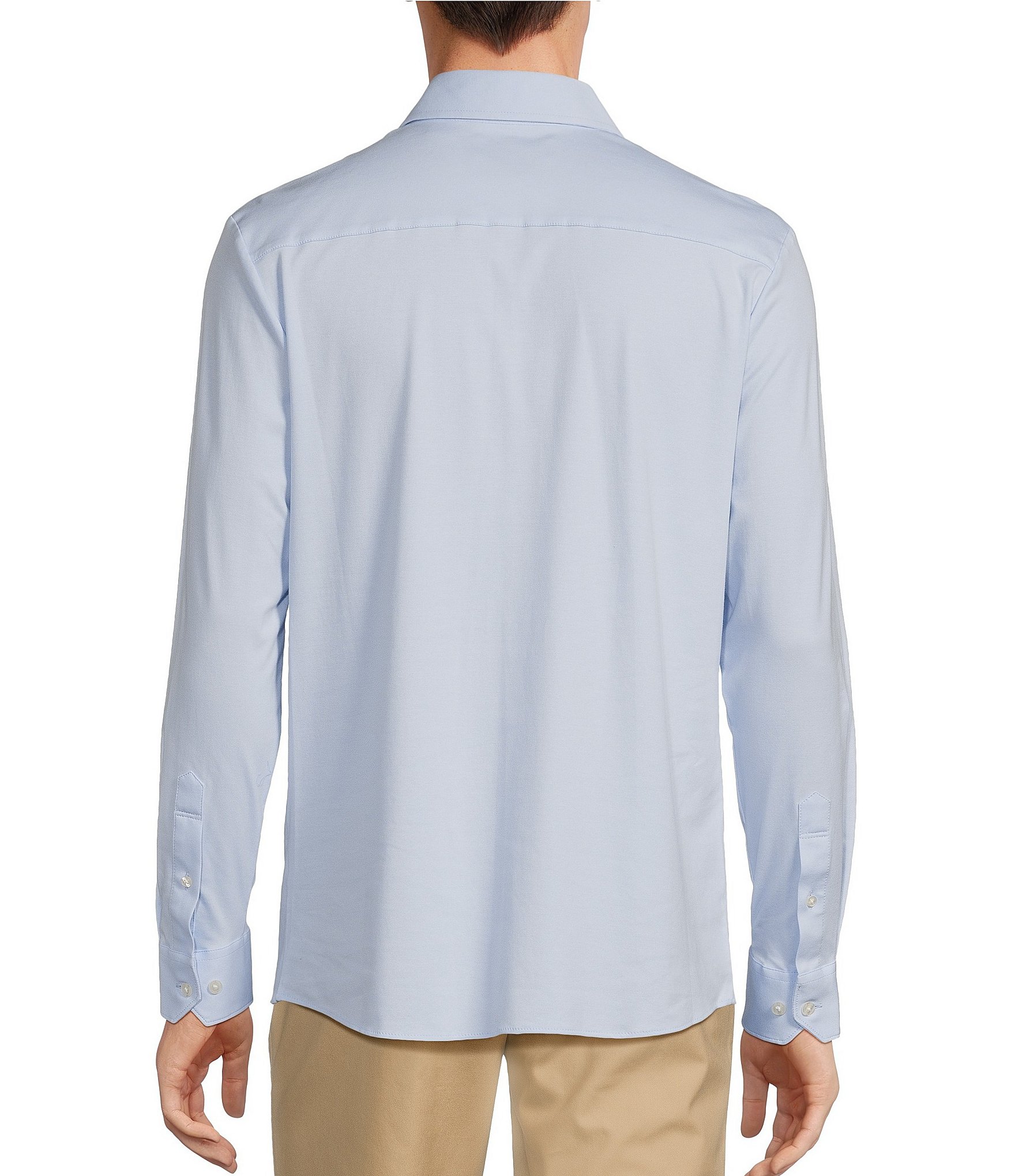 Hart Schaffner Marx State Street Essentials Long Sleeve Solid Albini Knit 4Flex Coatfront Shirt