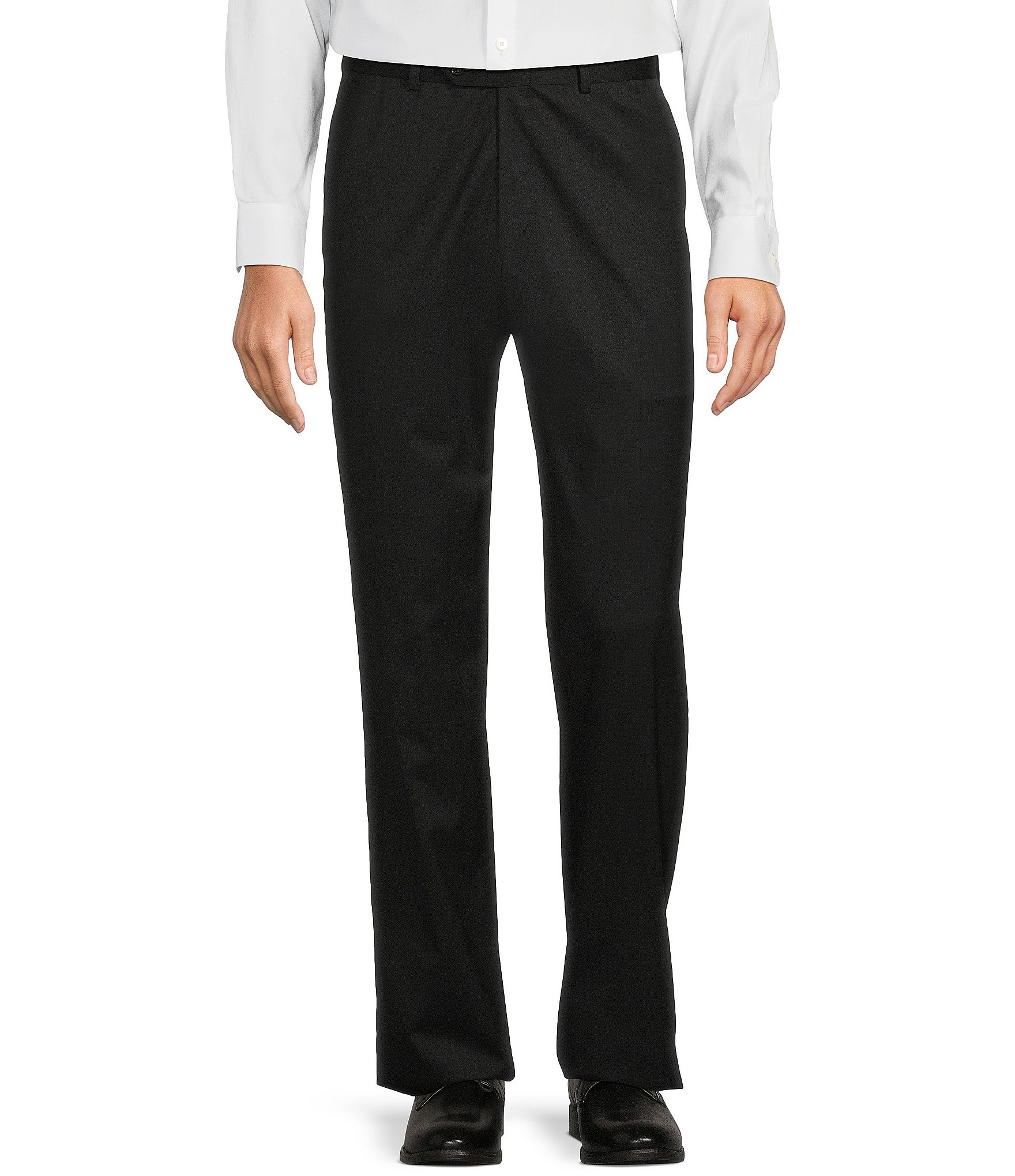 Hart Schaffner Marx Chicago Classic Fit Flat Front Solid Dress Pants