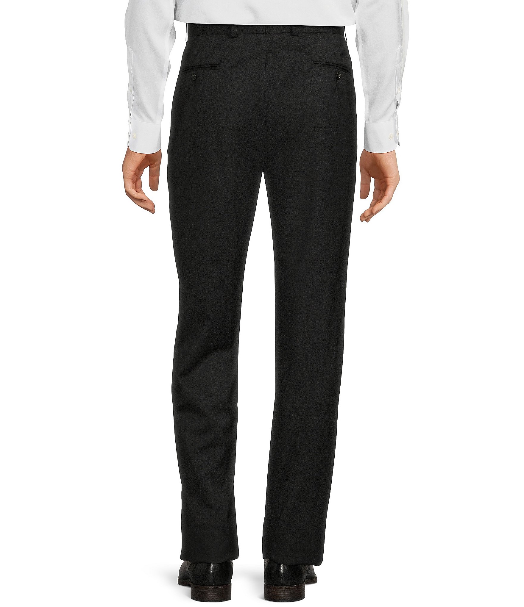 Hart Schaffner Marx Chicago Classic Fit Flat Front Solid Dress Pants