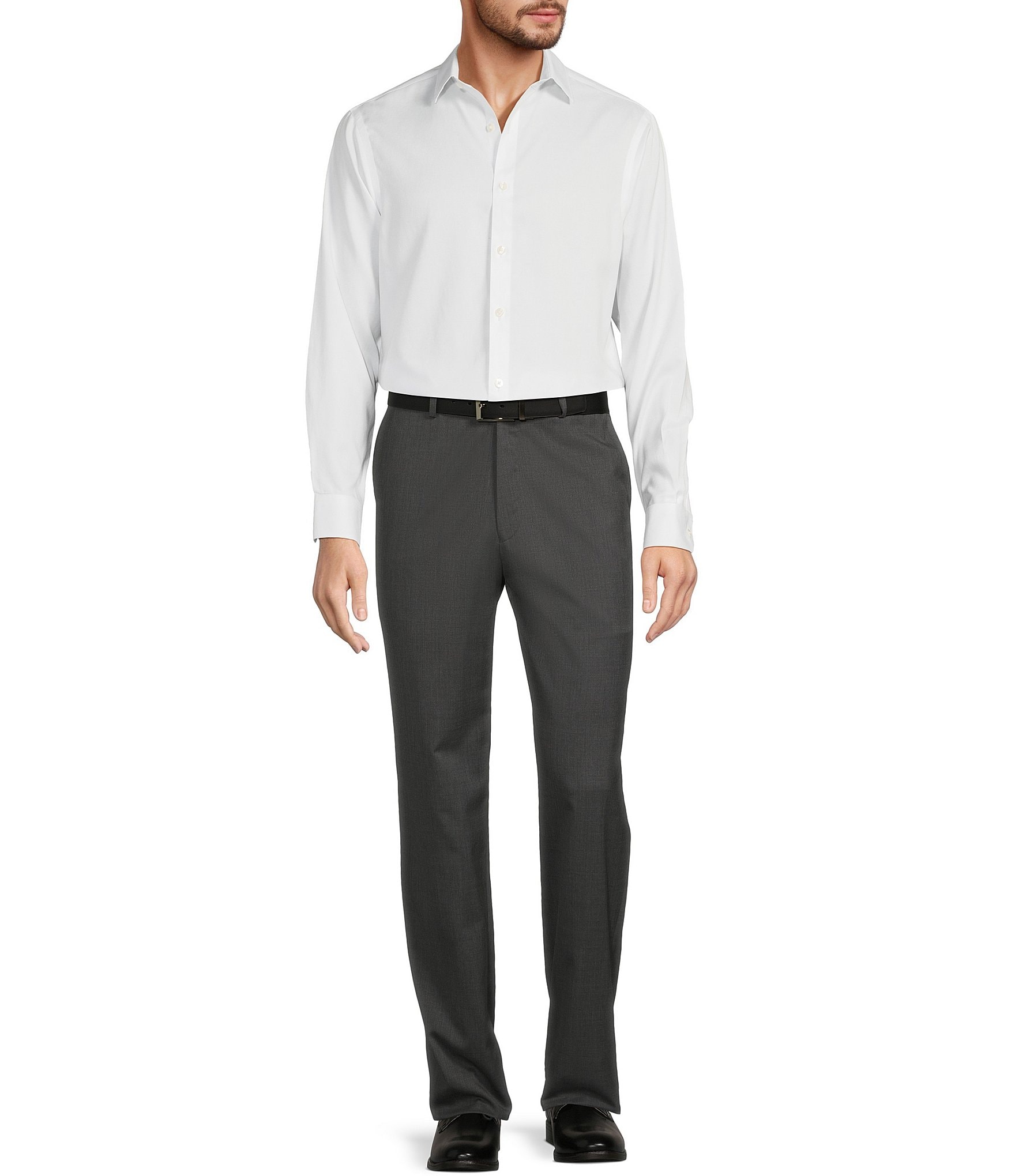 Hart Schaffner Marx Chicago Classic Fit Flat Front Solid Dress Pants