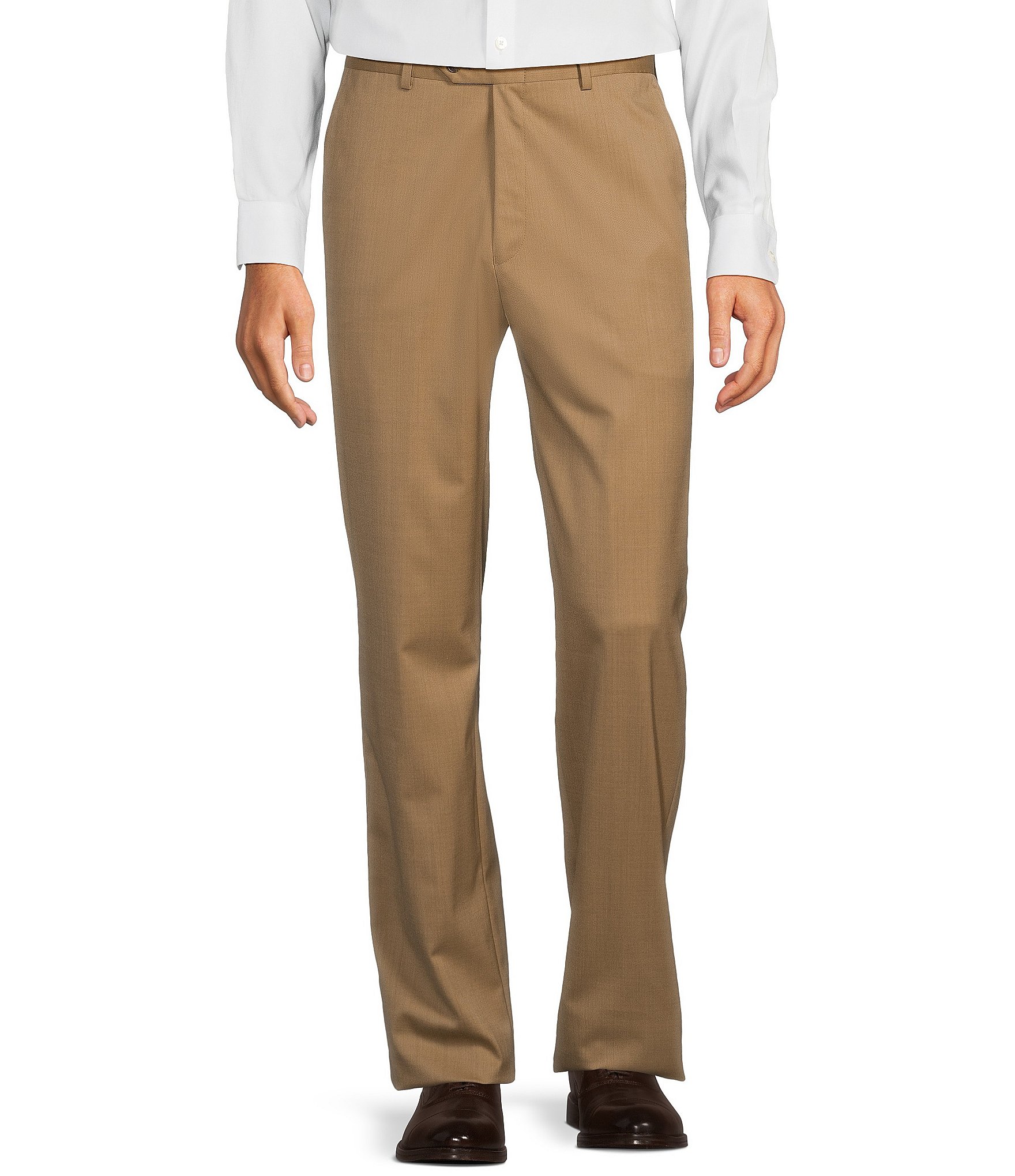 Hart Schaffner Marx Chicago Classic Fit Flat Front Solid Dress Pants