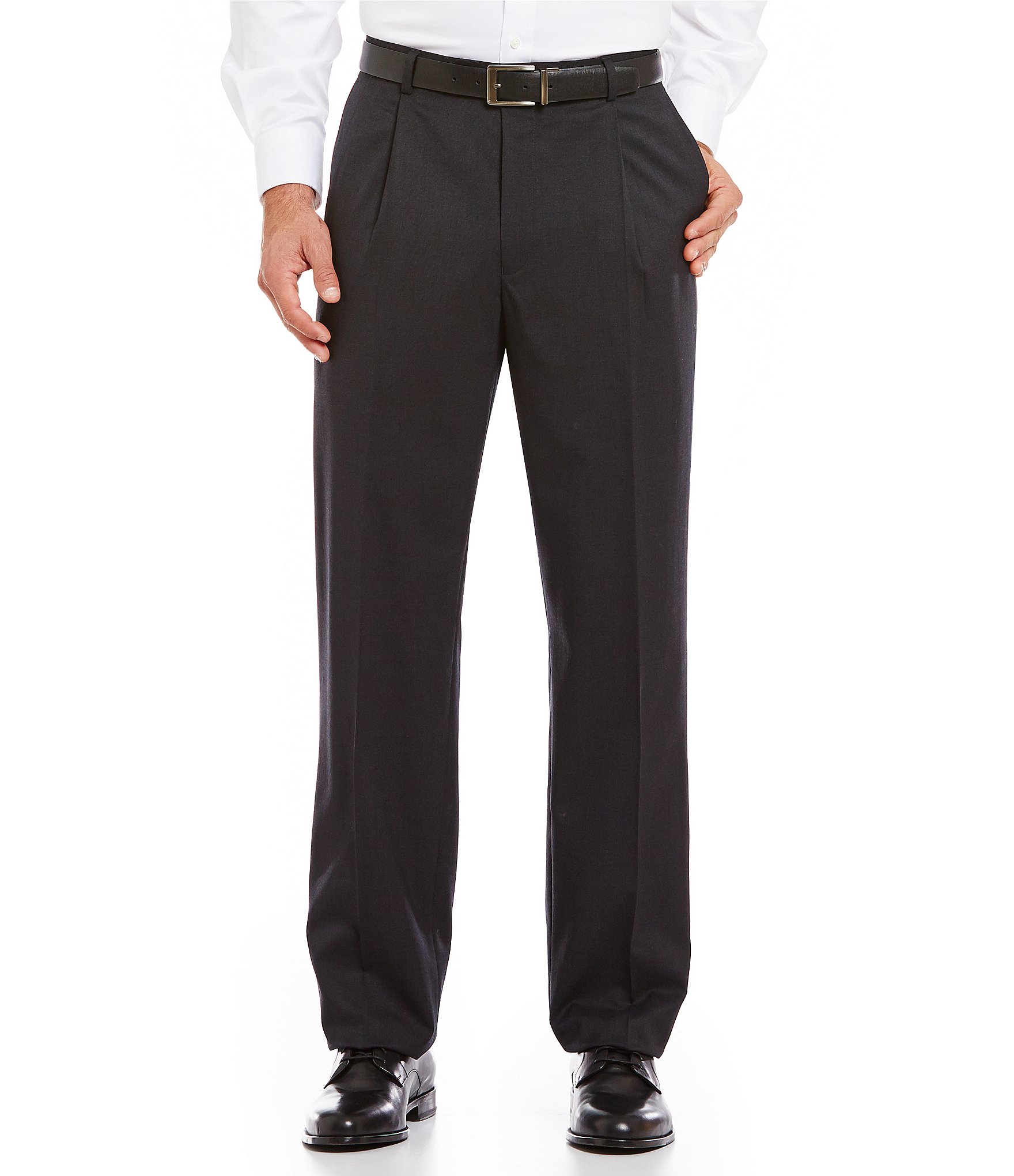 Hart Schaffner Marx Performance Chicago Classic Fit Pleated Solid Dress Pants