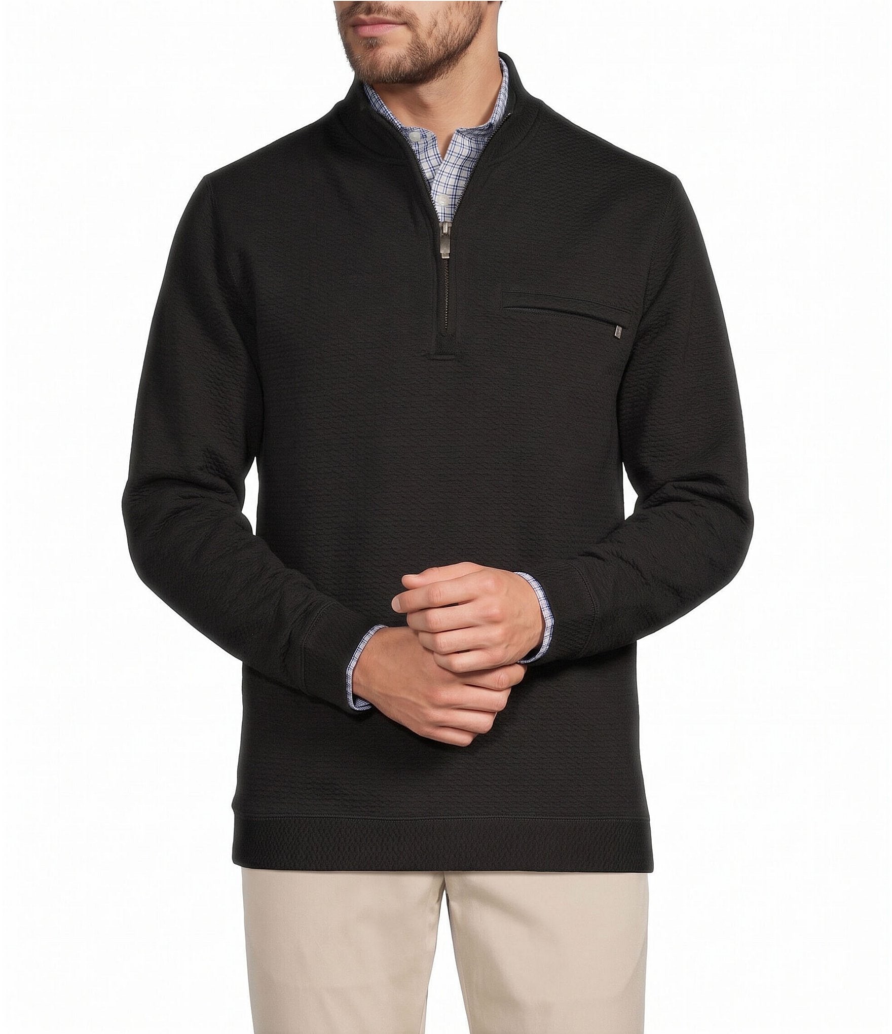 Hart Schaffner Marx The Heritage Standard Collection Textured Quarter Zip Pullover