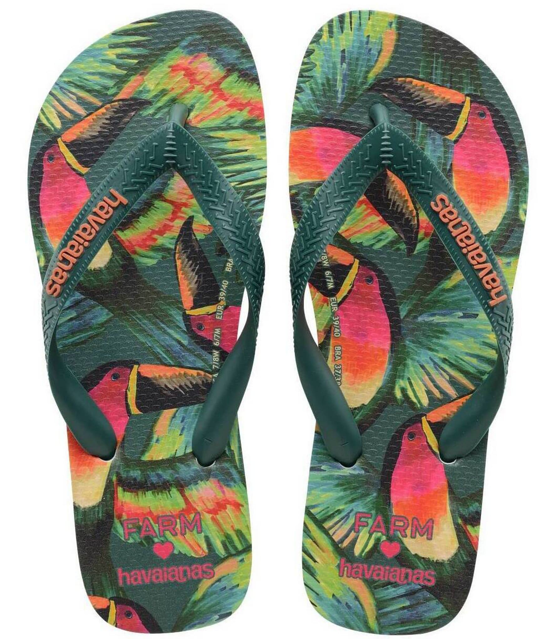 【Havaianas】x FARM RIO groove tropical ビーチサンダル Women's FARM Rio Groove Tropical Top Flip Flops Pink Flux