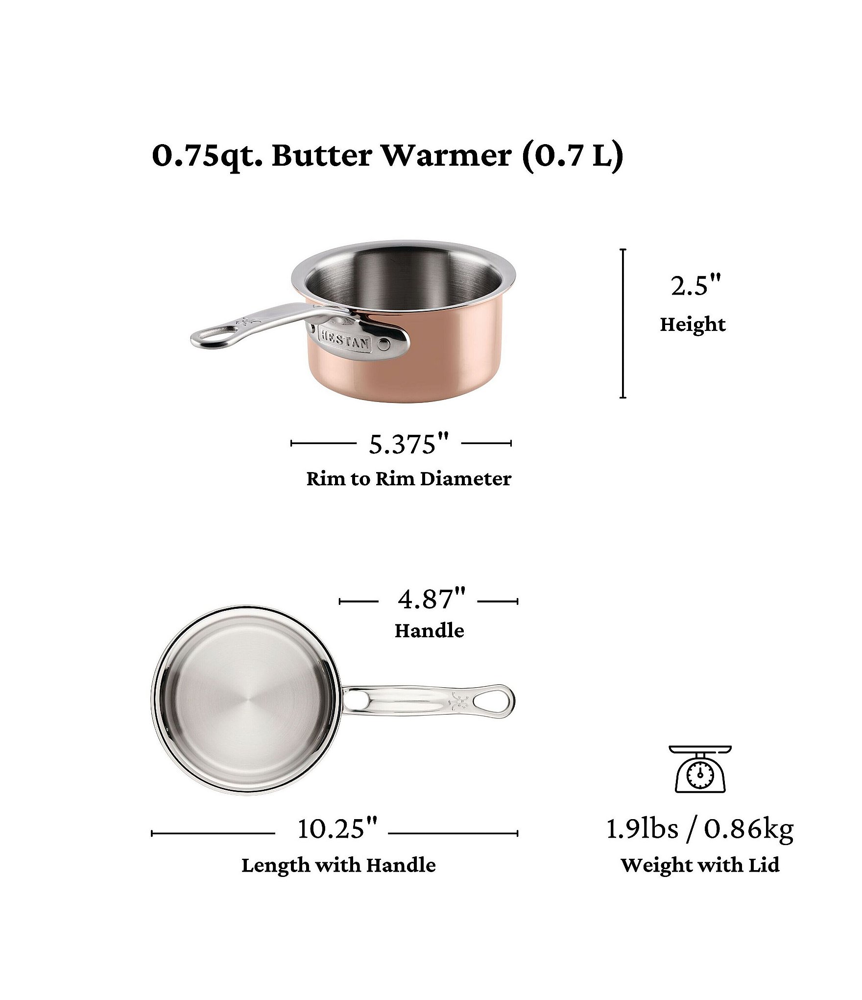 Hestan CopperBond® Aura™ 0.75-Quart Professional Copper Butter Warmer