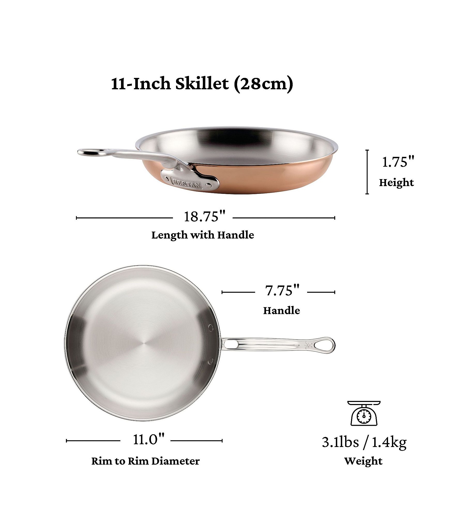 Hestan CopperBond® Aura™ 11#double; Professional Copper Skillet