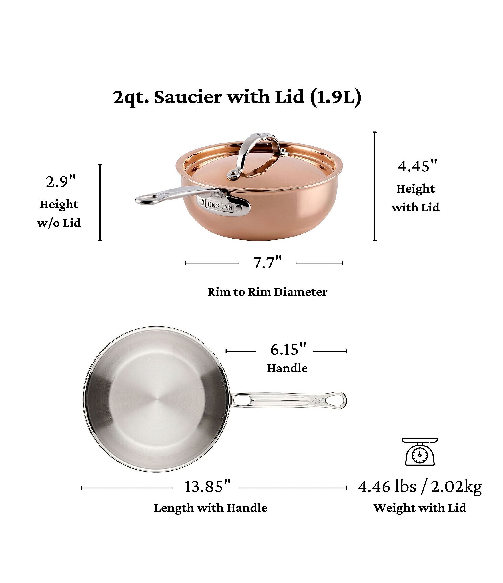 Hestan CopperBond® Aura™ 2.0qt Professional Copper Saucier With Lid