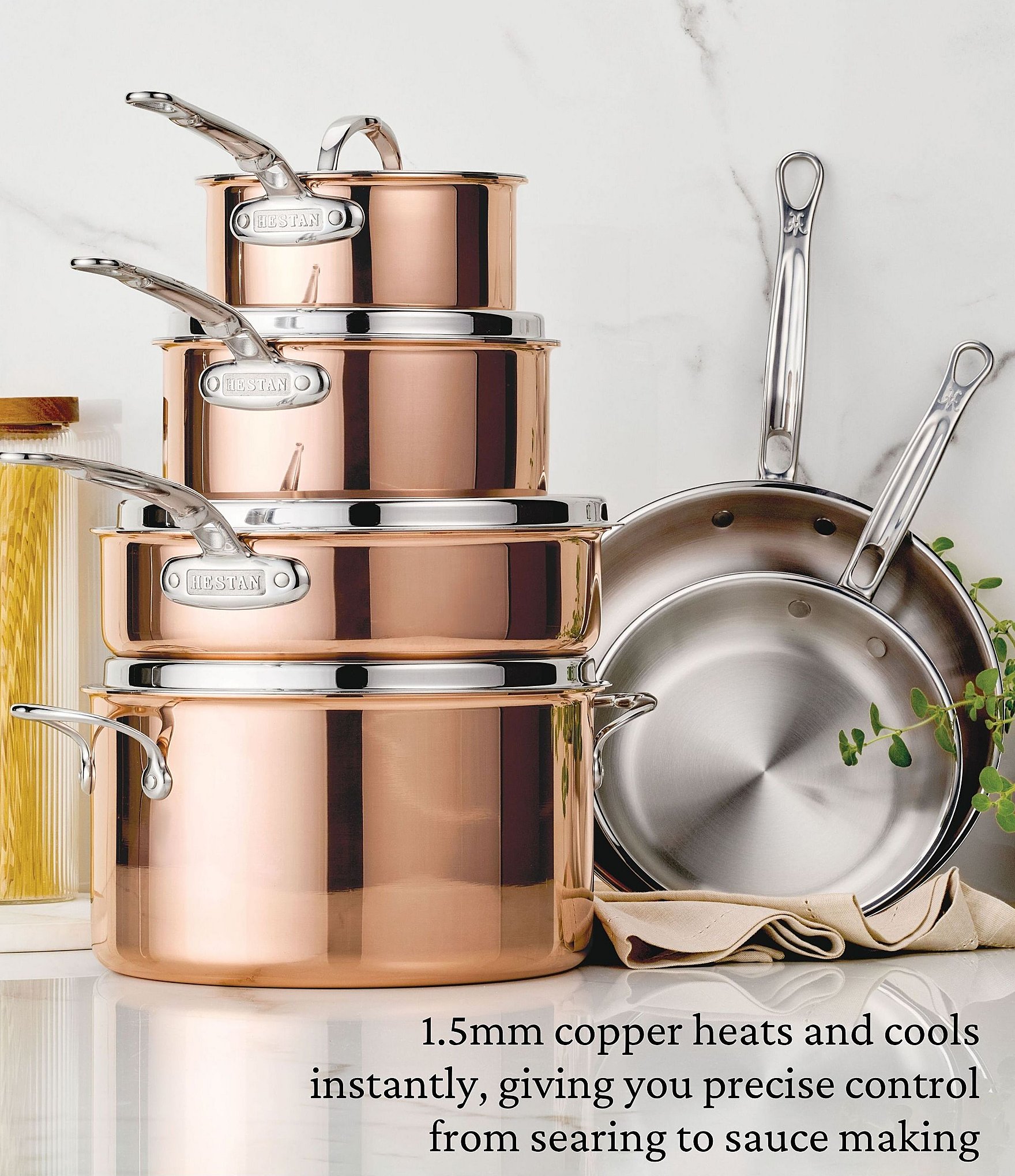 Hestan CopperBond Aura 3.5 Quart Professional Copper Saute Pan With Lid