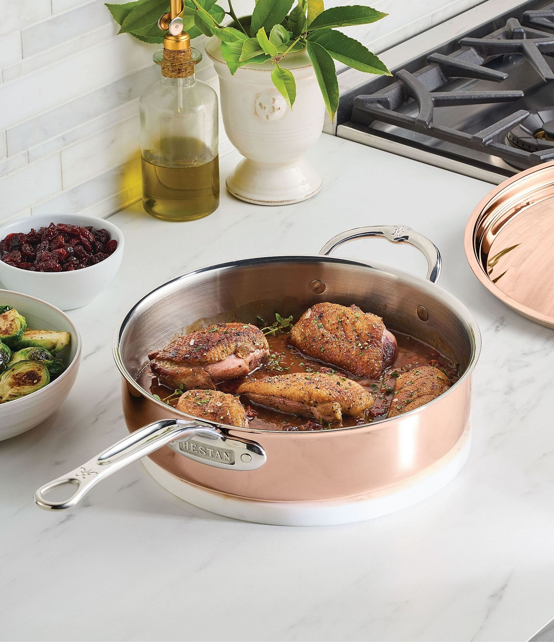 Hestan CopperBond Aura 3.5 Quart Professional Copper Saute Pan With Lid
