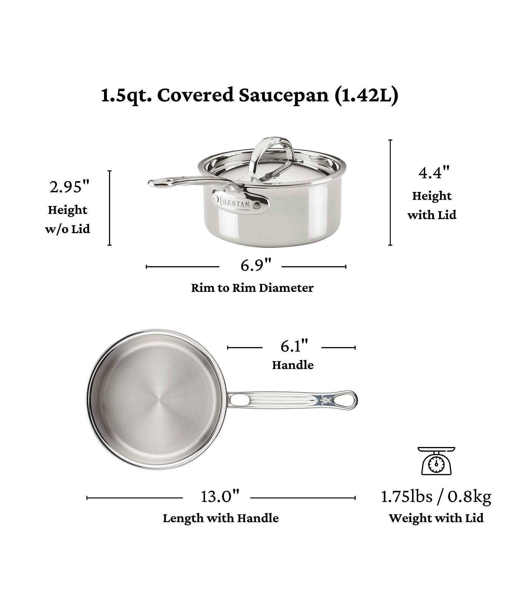 Hestan ProBond® Luxe -Piece Professional Clad Stainless Steel Cookware Set