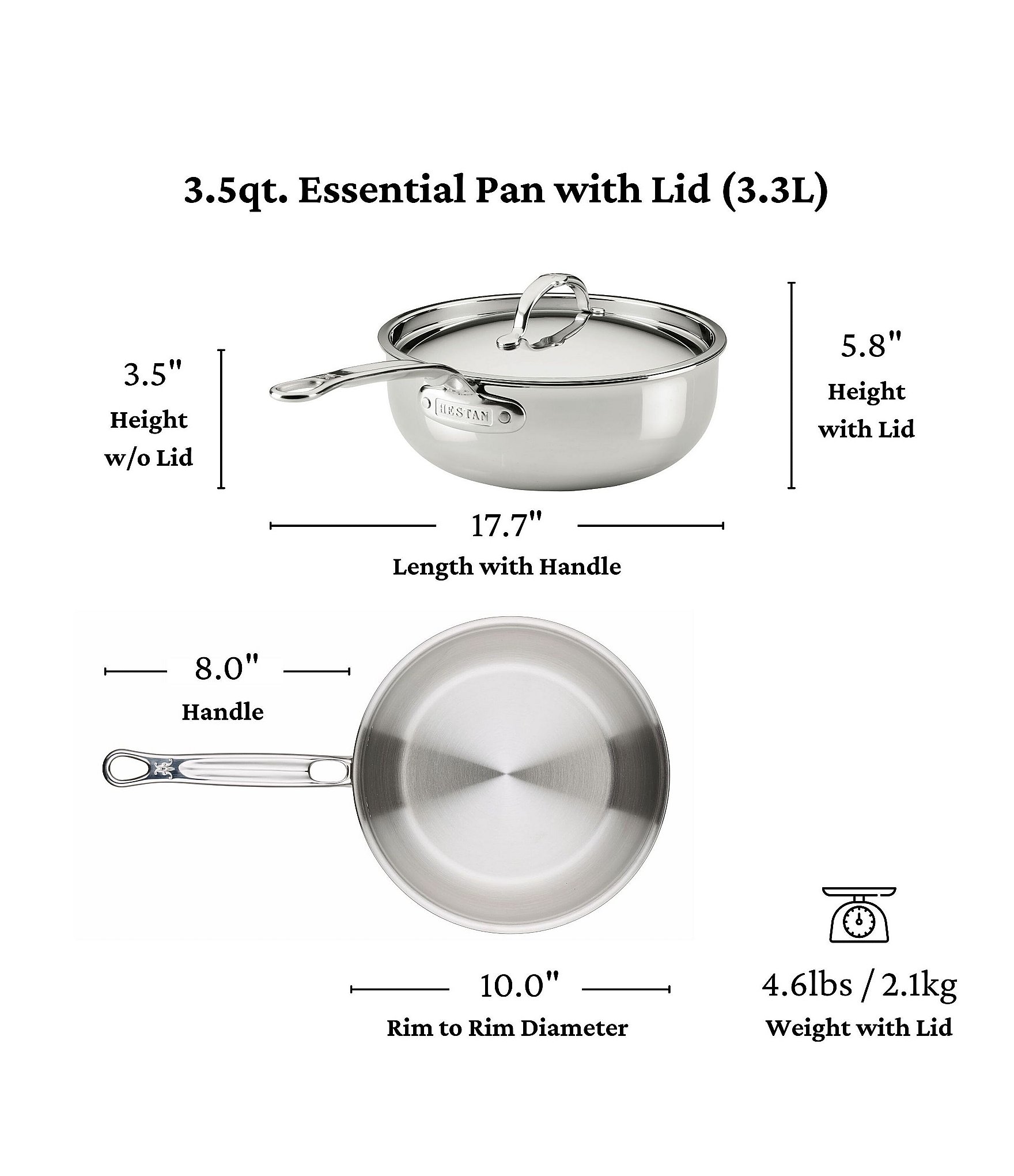 Hestan ProBond® Luxe 3.5-Quart Professional Clad Stainless Steel Essential Pan with Lid