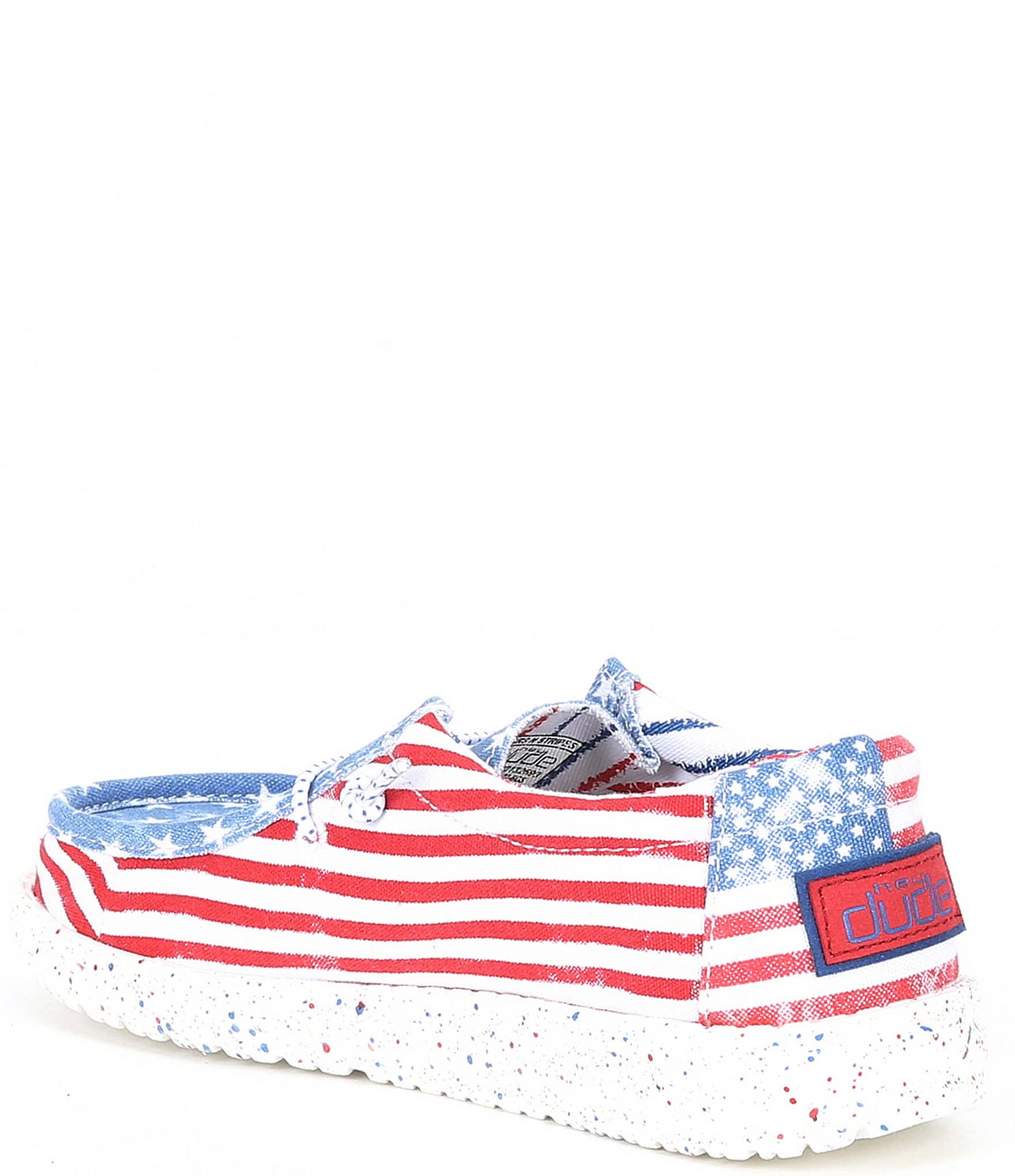 HEYDUDE Boys' Wally Star Stripe Print Washable Slip-Ons (Toddler)