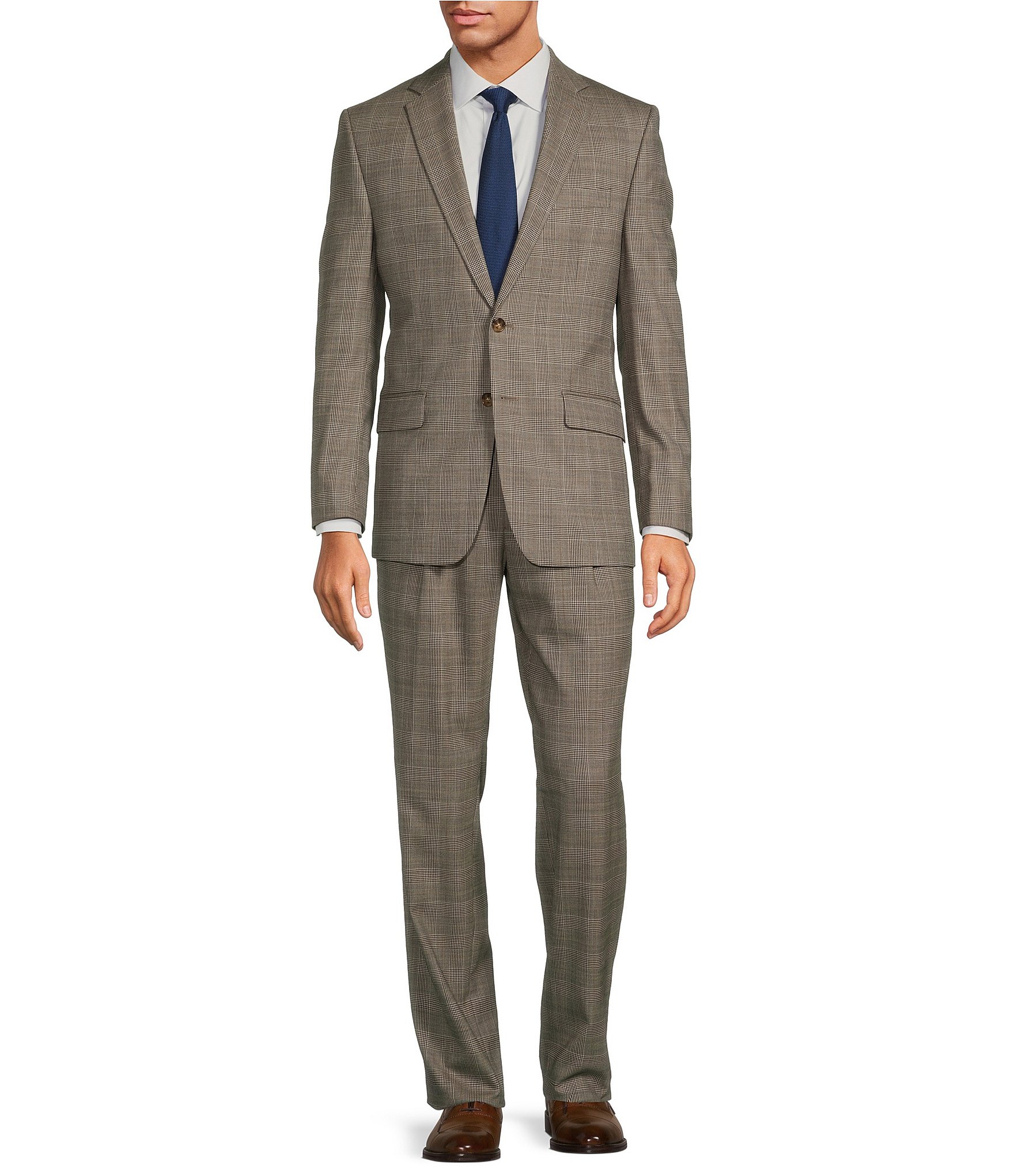 Hickey Freeman Classic Fit 2-Reverse Pleat Plaid Pattern 2-Piece Suit ...