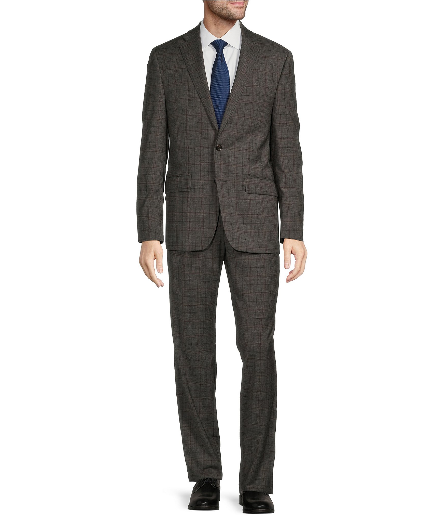 Hickey Freeman Classic Fit 2-Reverse Pleat Plaid Pattern 2-Piece Suit ...