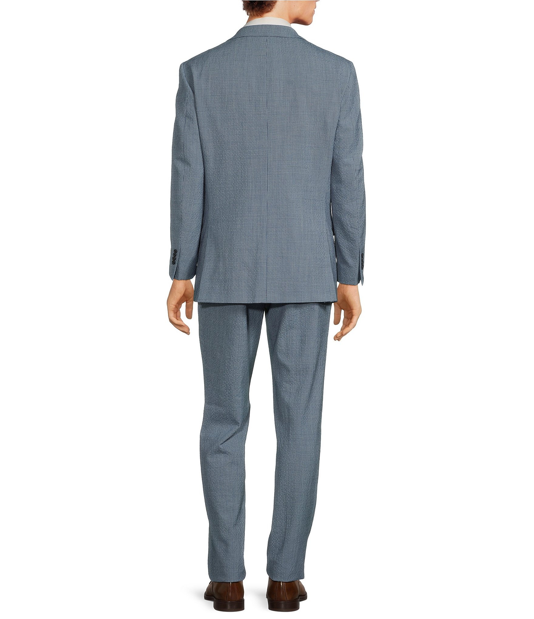 Hickey Freeman Classic Fit Flat Front Mini Check Pattern 2-Piece Suit