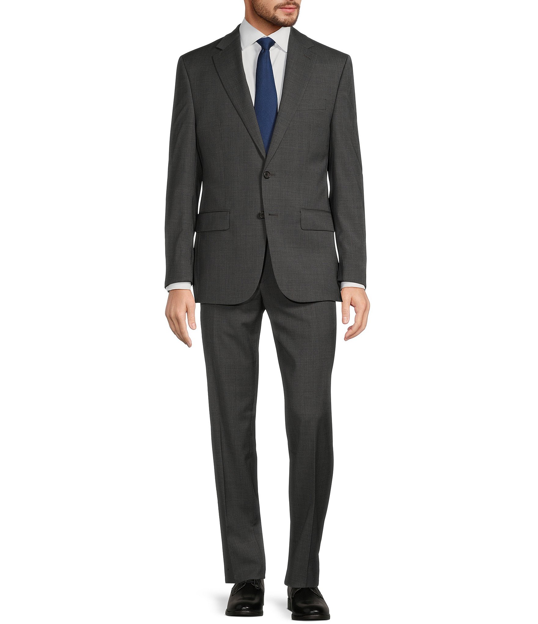 Hickey Freeman Classic Fit Flat Front Mini Grid Pattern 2Piece Suit Dillard's