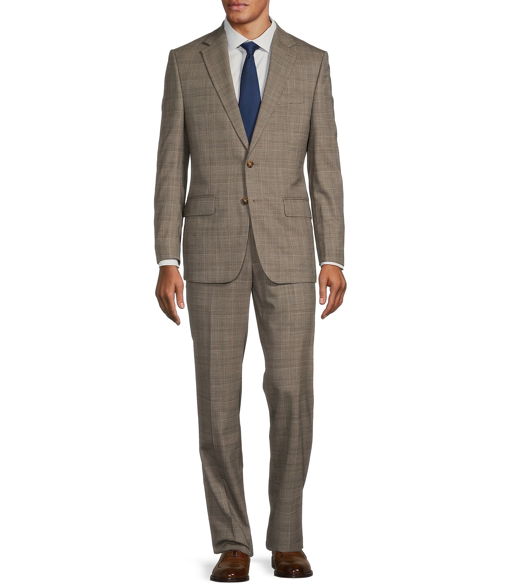 Hickey Freeman Classic Fit Flat Front Plaid Pattern 2-Piece Suit ...