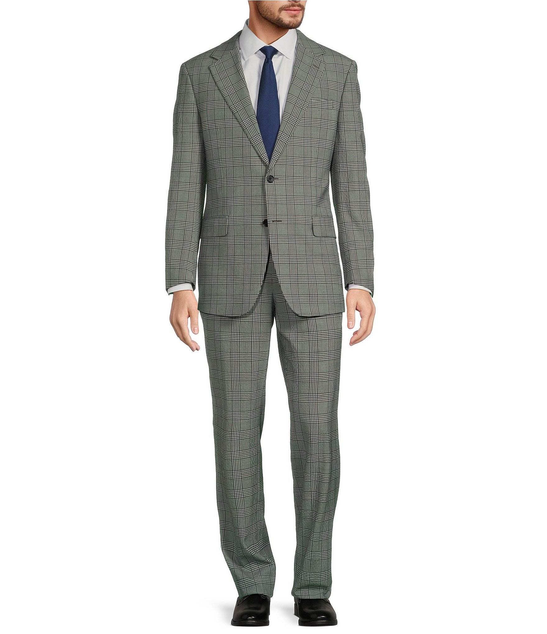 Hickey Freeman Classic Fit Flat Front Plaid Pattern 2-Piece Suit ...