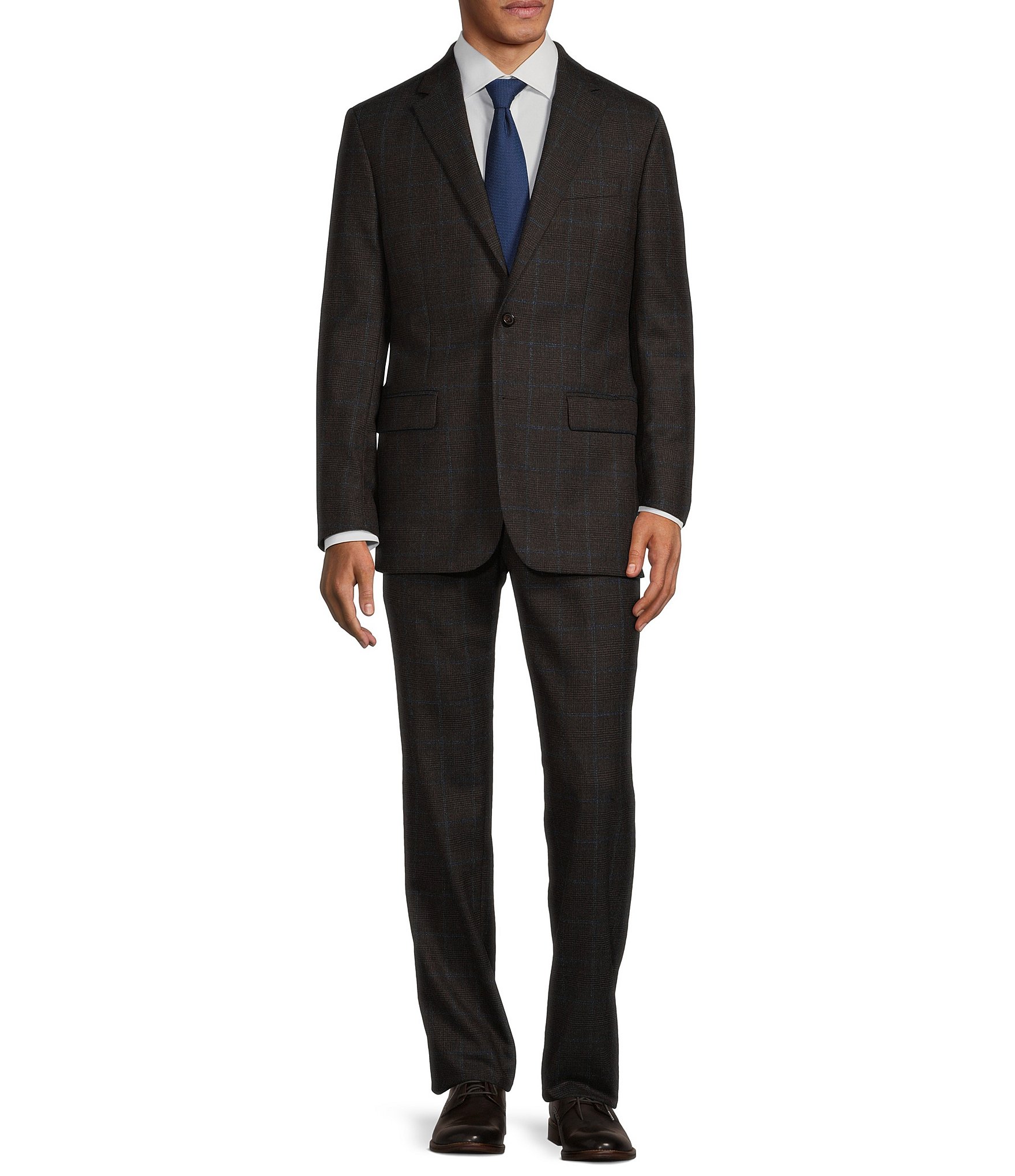 Hickey Freeman Classic Fit Flat Front Plaid Pattern 2-Piece Suit ...