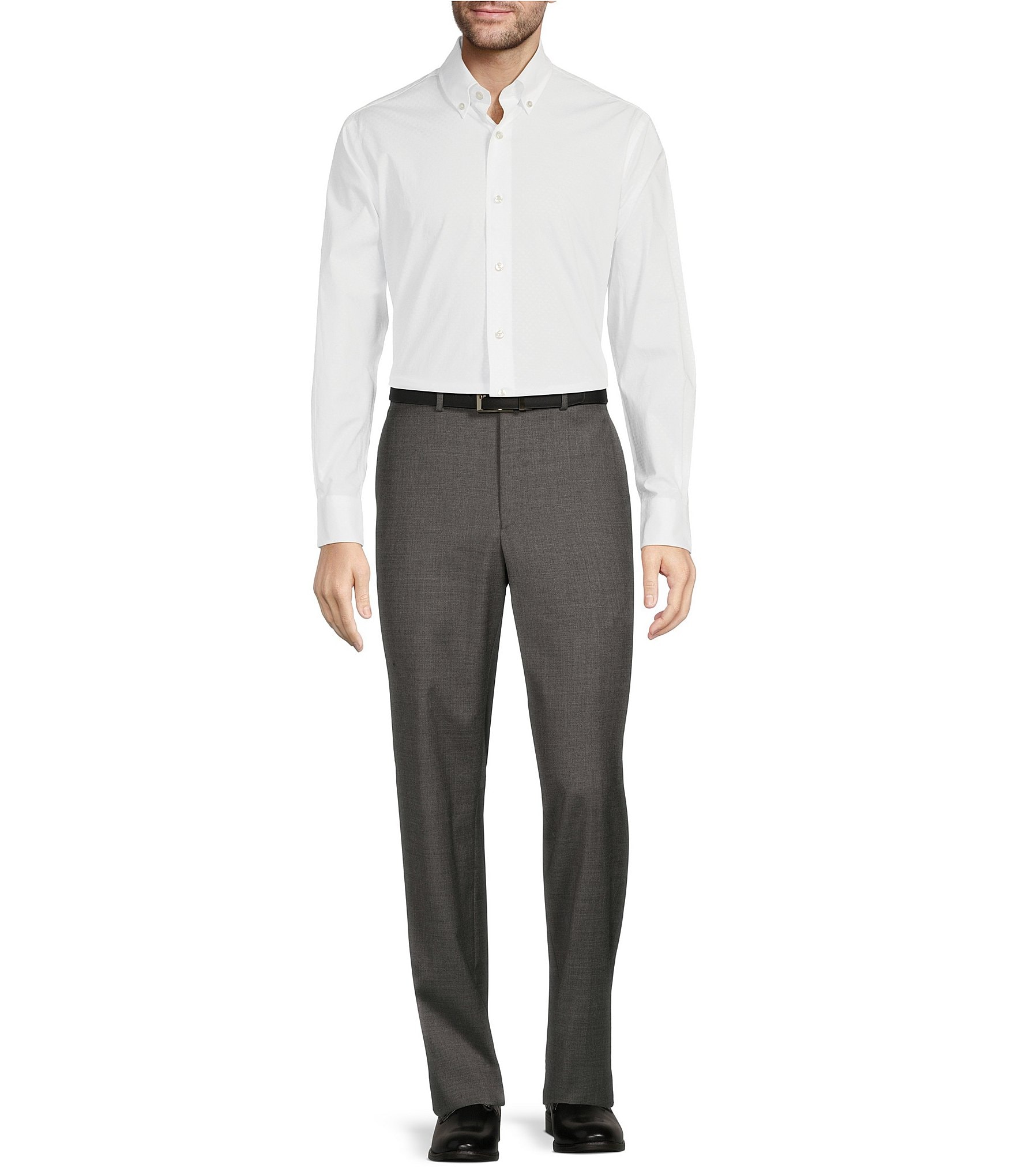 Hickey Freeman Classic Fit Flat Front Solid Dress Pants