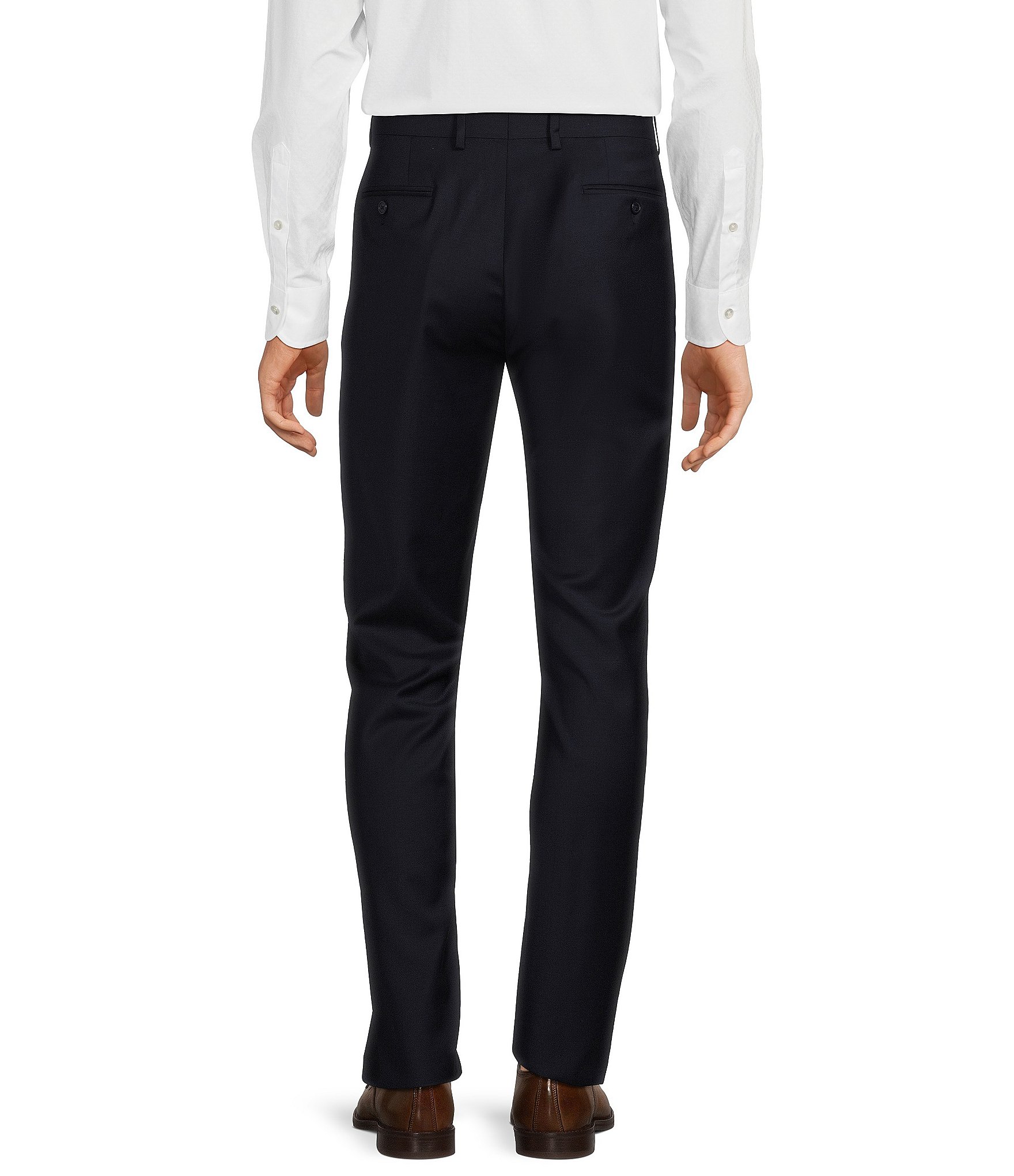 Hickey Freeman Classic Fit Flat Front Solid Dress Pants