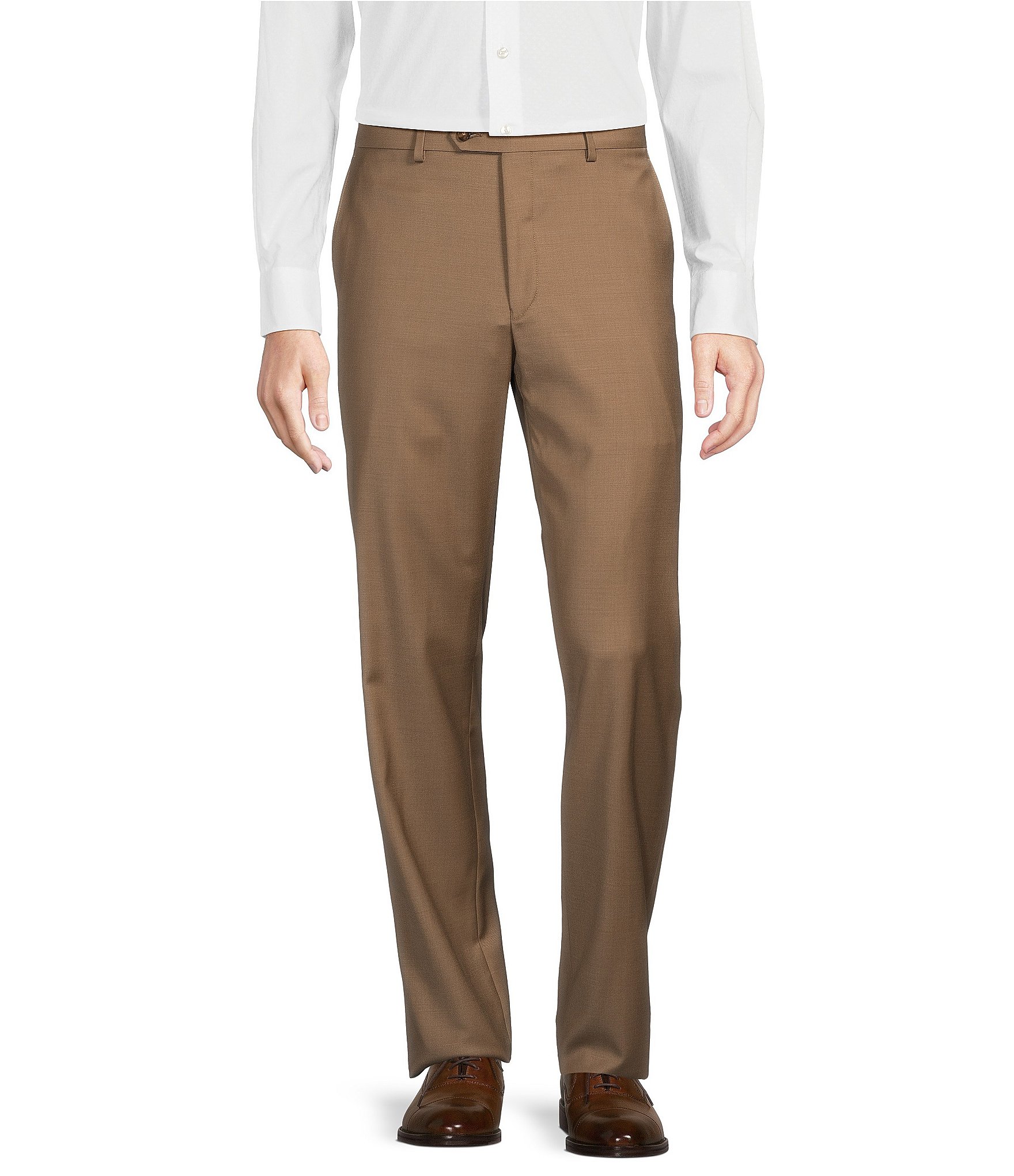 Hickey Freeman Classic Fit Flat Front Solid Dress Pants