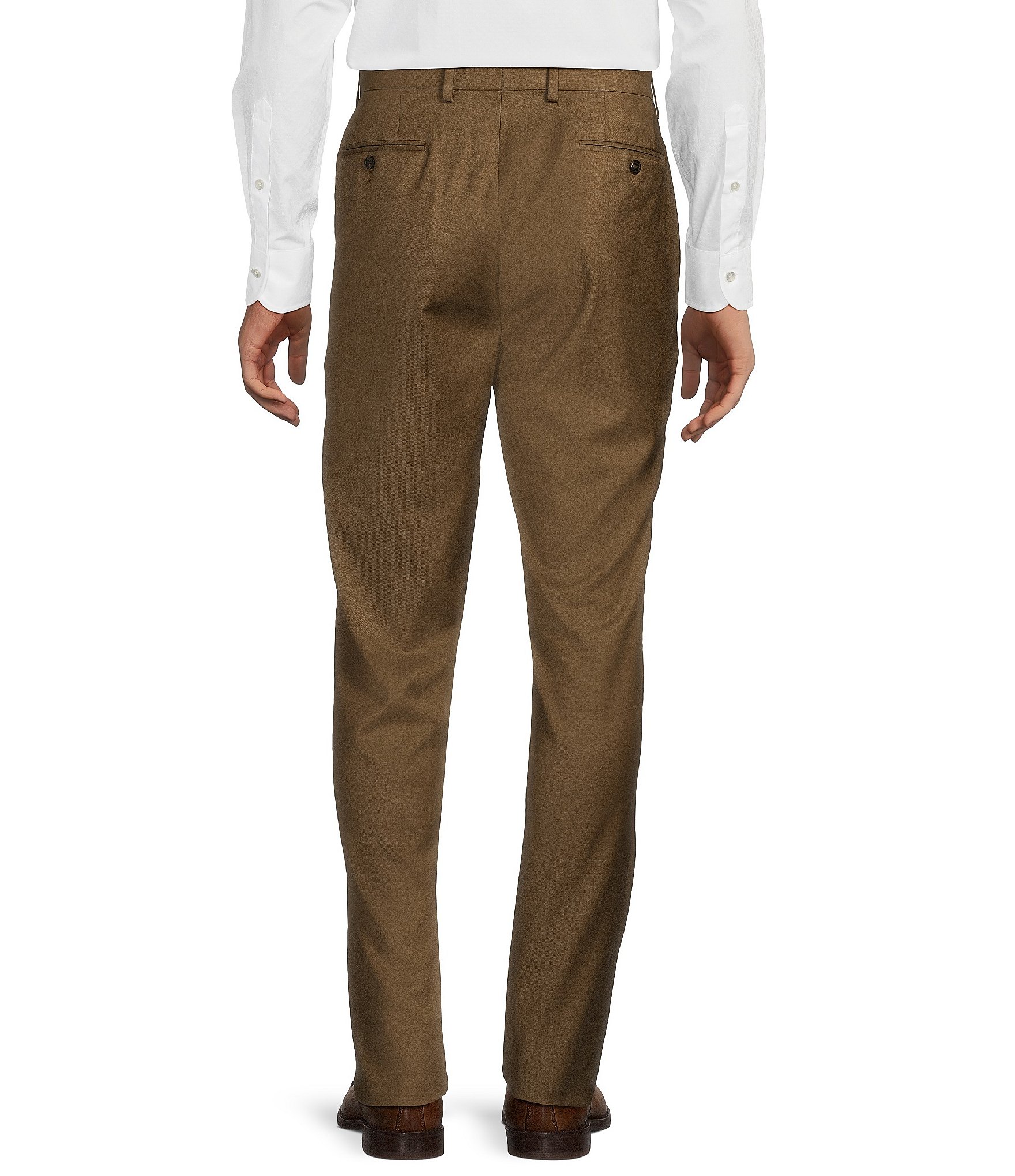 Hickey Freeman Classic Fit Flat Front Solid Dress Pants