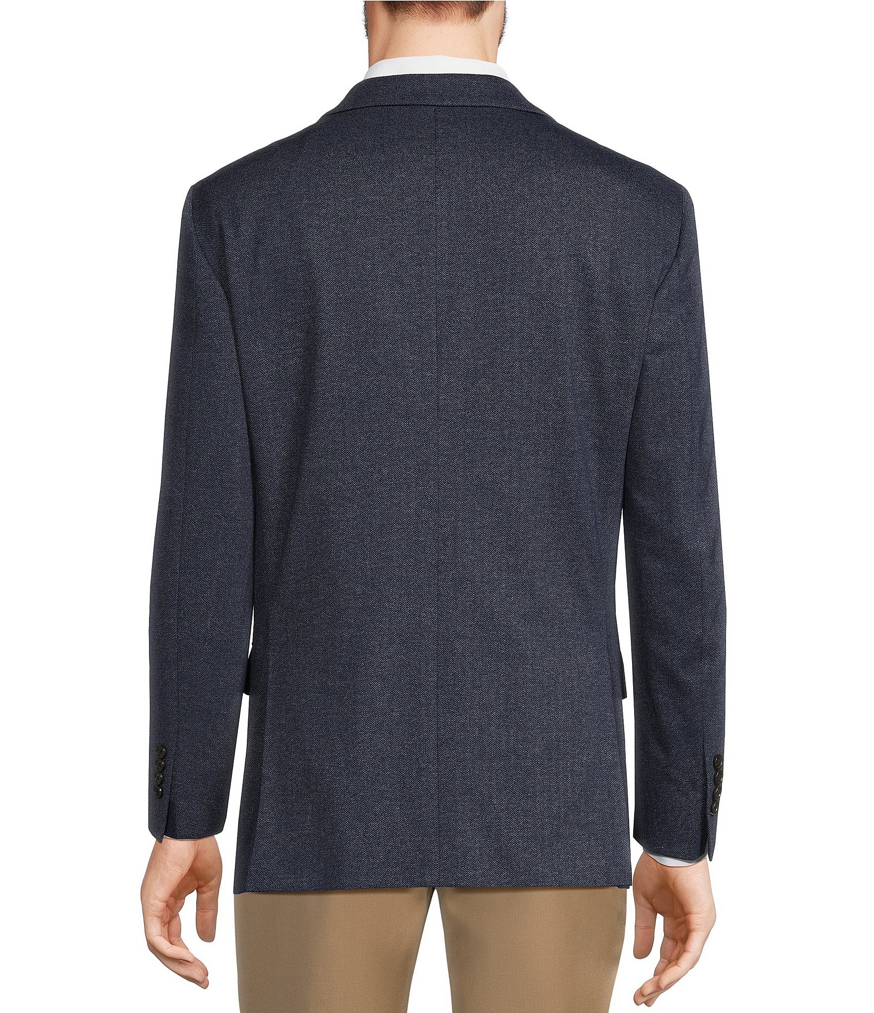 Hickey Freeman Classic Fit Herringbone Knit Pattern Sport Coat