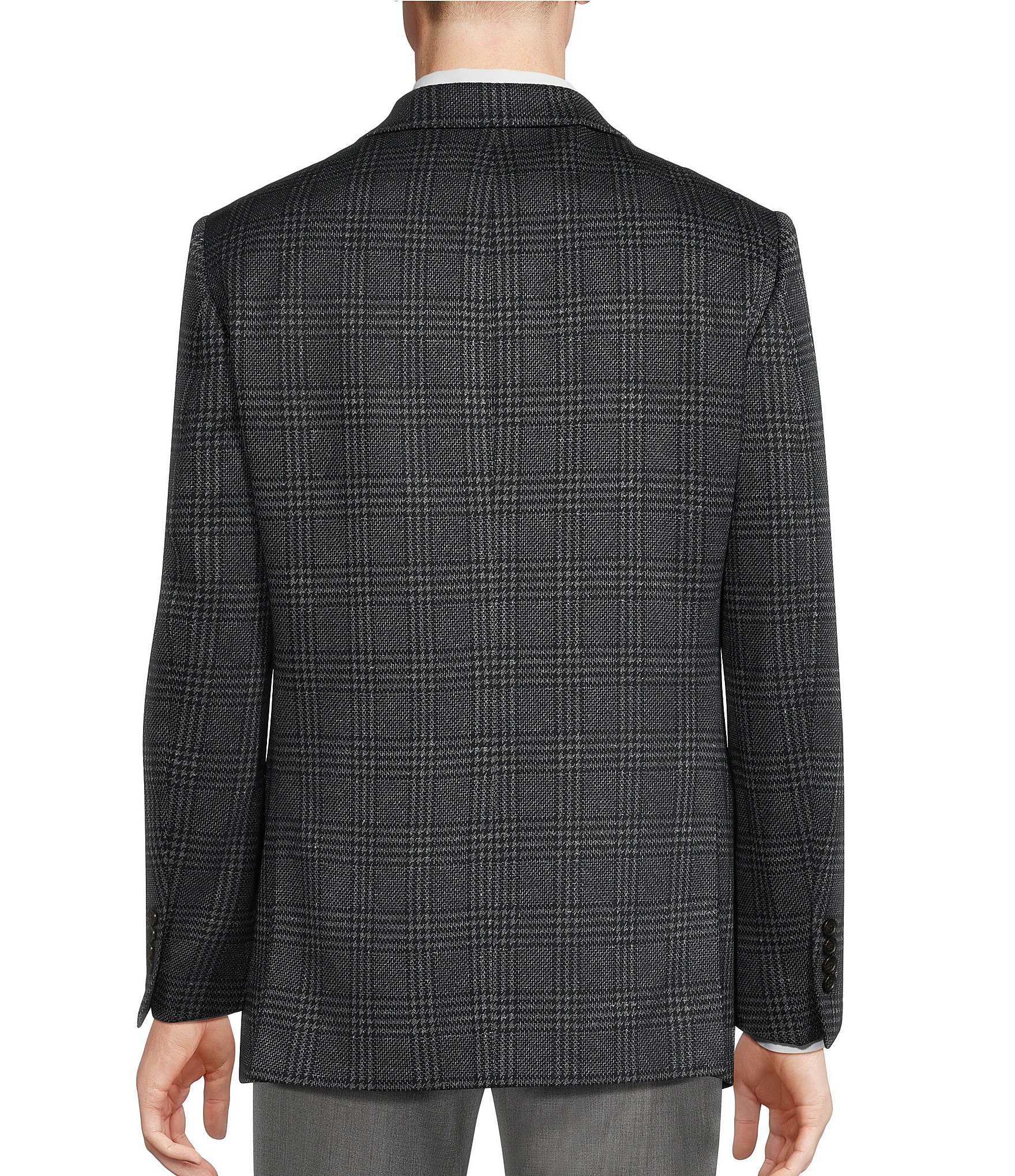 Hickey Freeman Classic Fit Plaid Knit Pattern Sport Coat